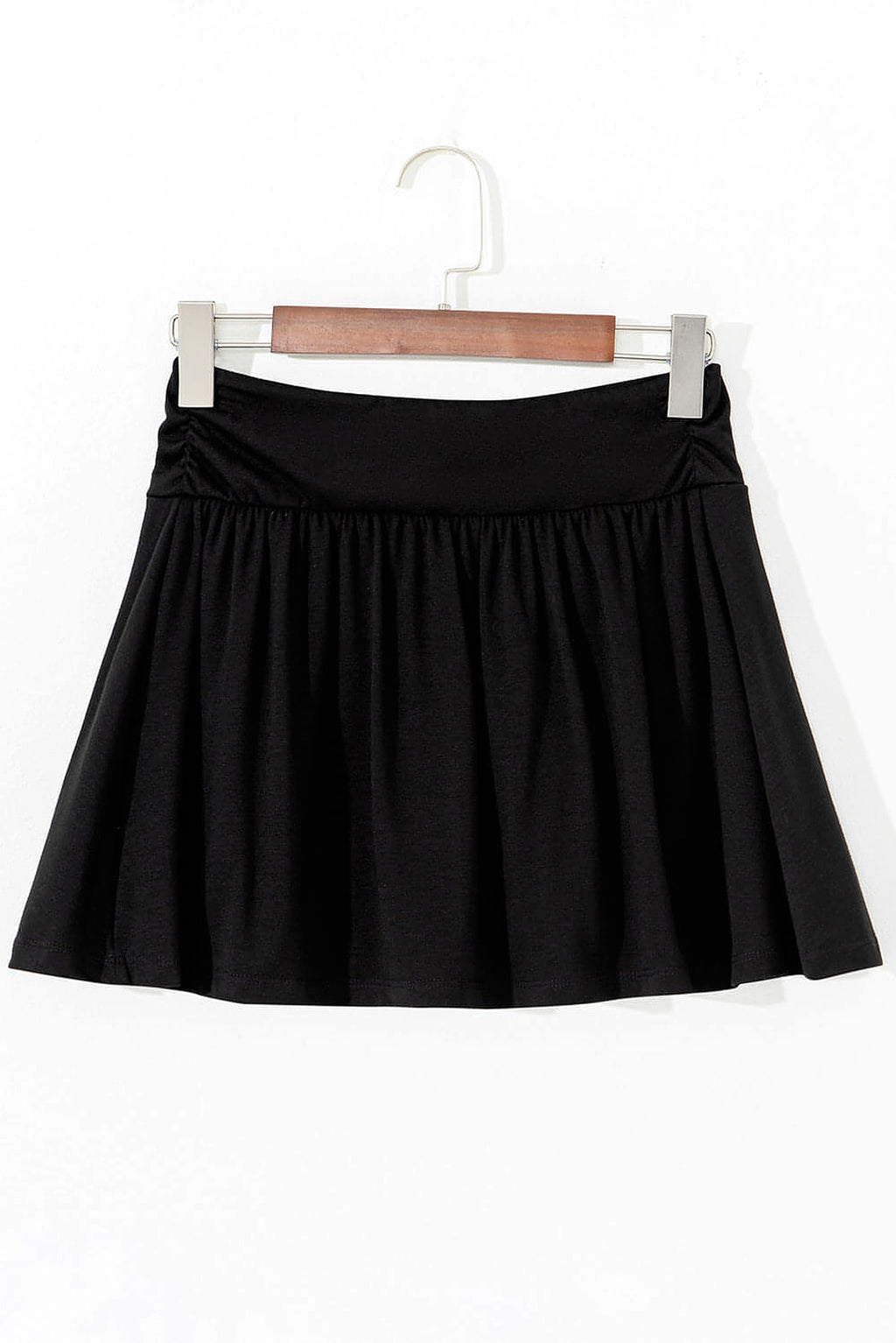 Black Wide Waistband Ruched Skort - enhanced image 6