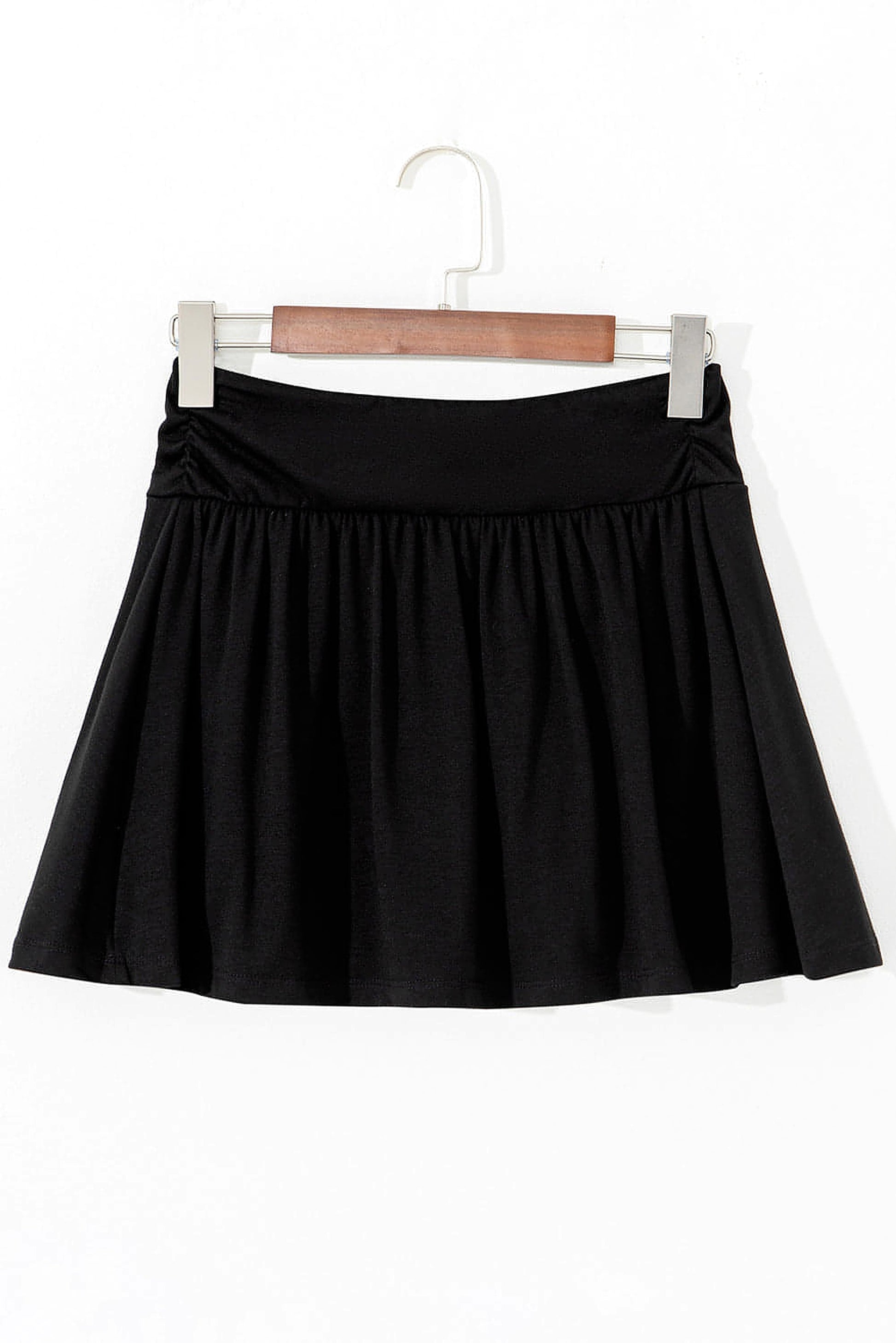 Black Wide Waistband Ruched Skort - enhanced image 6