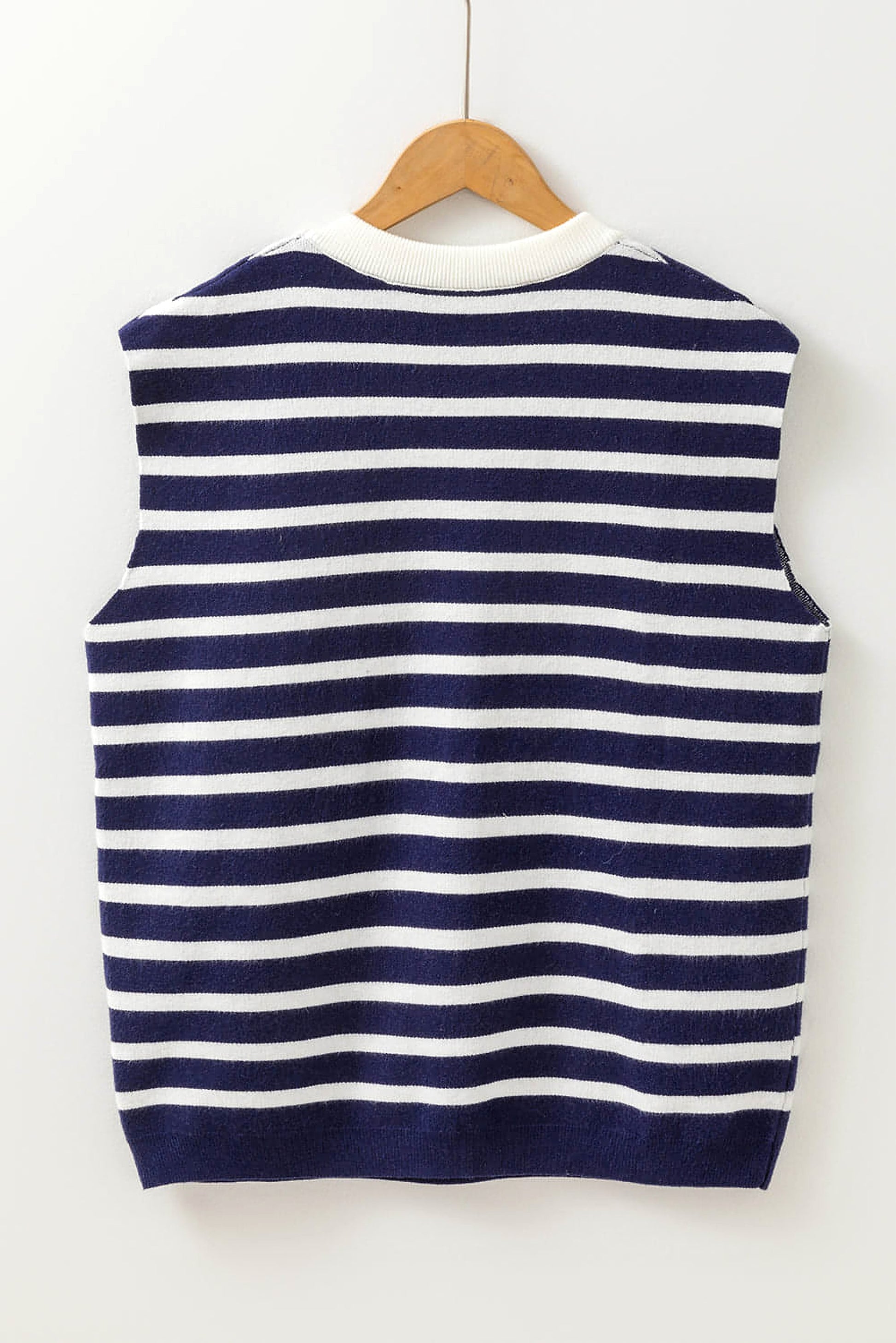 Blue Stripe Knitted Bow Decor Sweater Vest - enhanced image 6