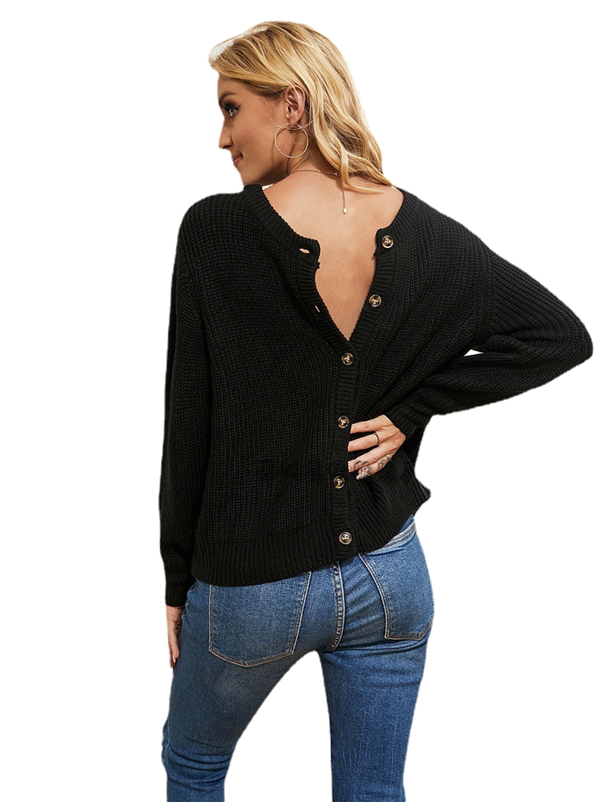 Both Sides Wear A Sweater Temperament Commuting Loose Solid Color - enhanced image 6
