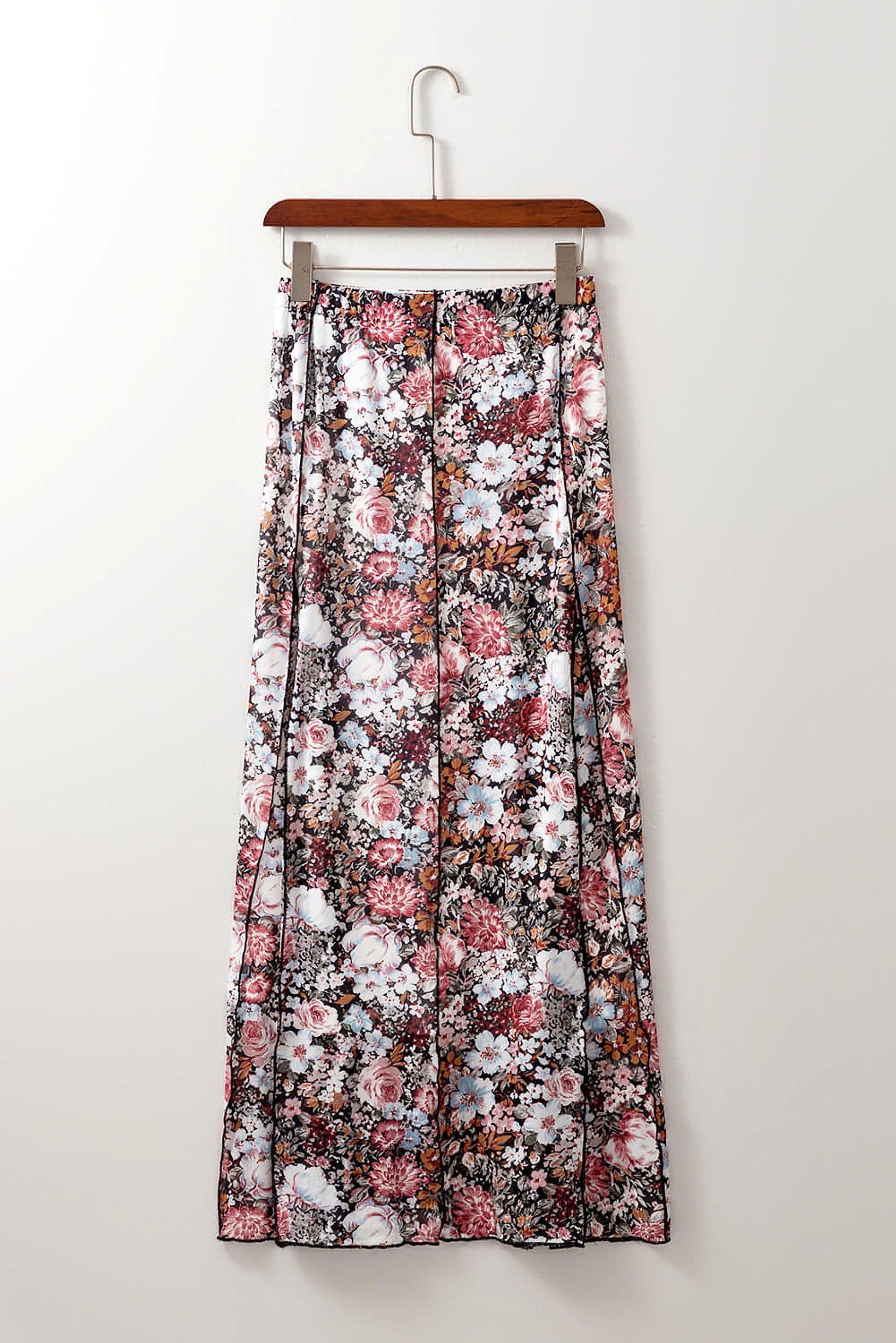 Brown Floral Print High Waist Maxi Skirt - enhanced image 6