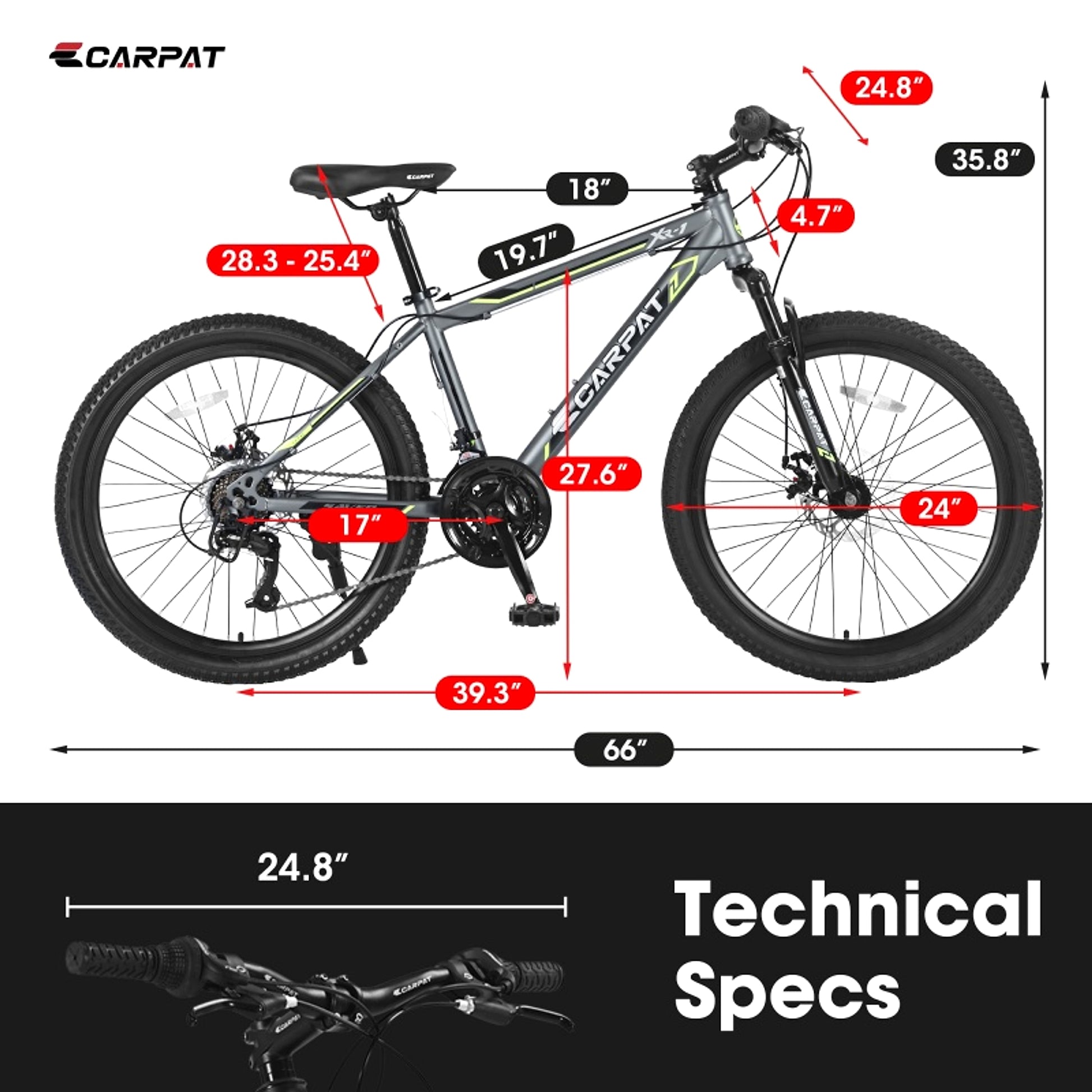 Carpat Kids City-Cruizer – 24" Mountain Bike with 21-Speed Shimano & Disc Brakes (US Warehouse) - enhanced image 6