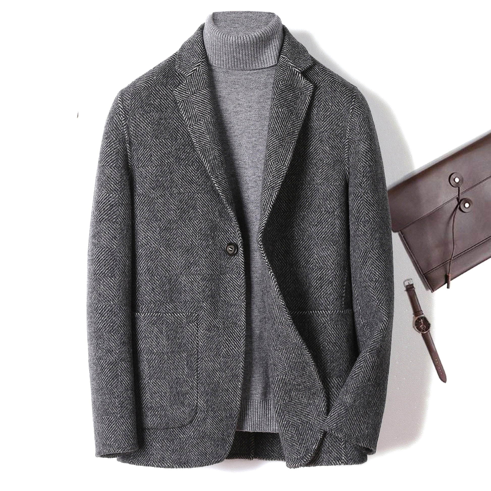 Cashmere Short Wool Jacket Men - enhanced image 6