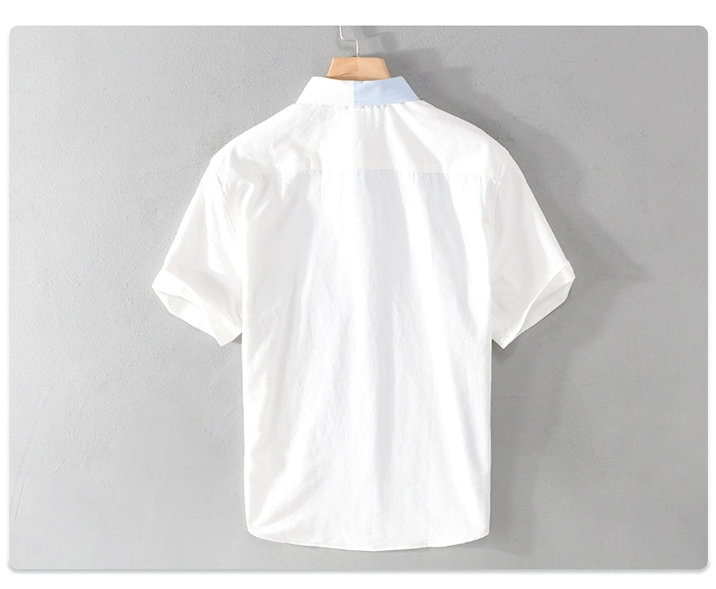 Contrast Color Pocket Short Sleeve DressShirt - enhanced image 6