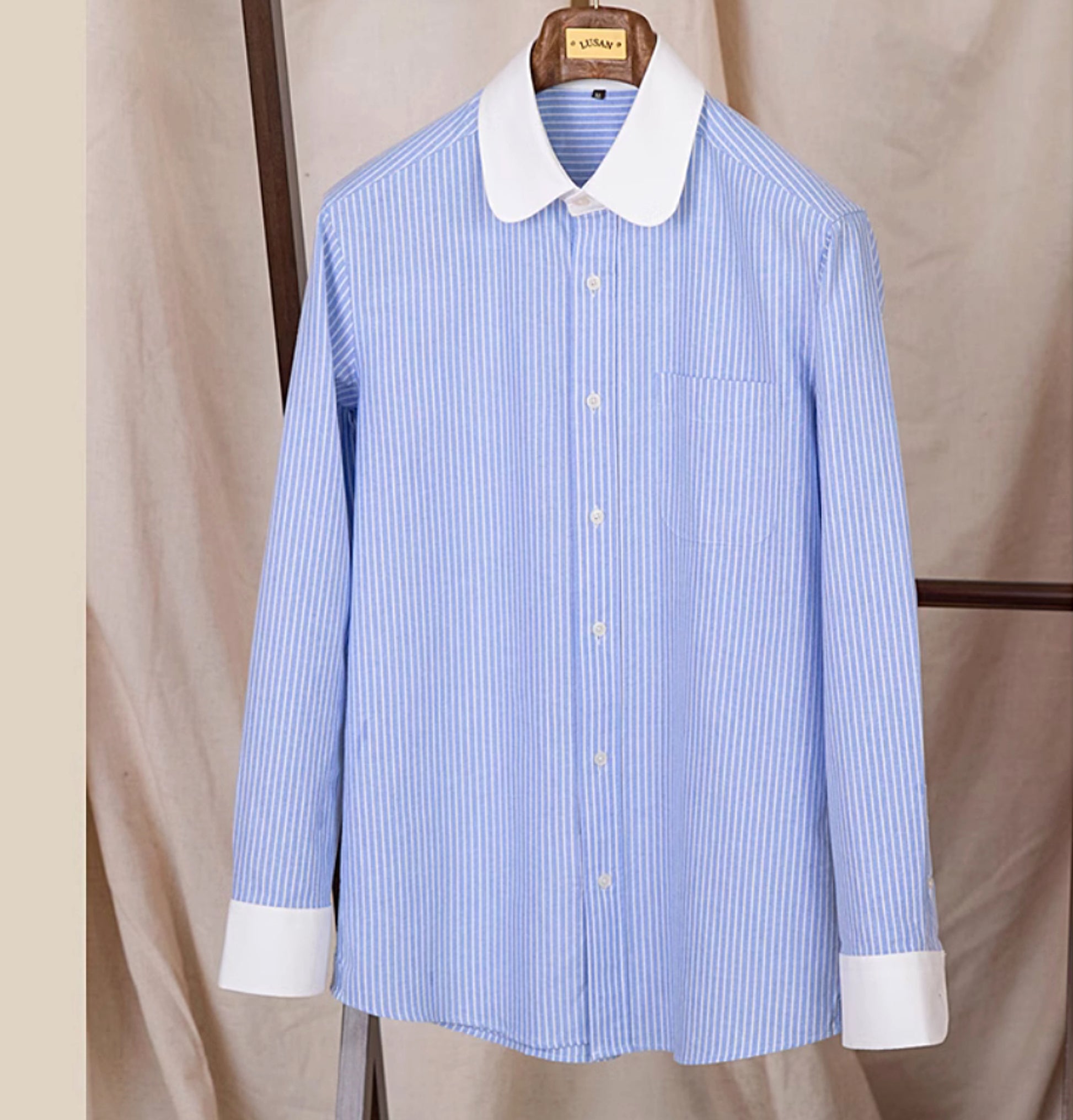 Cotton Striped Long Sleeved Shirt Men - enhanced image 6