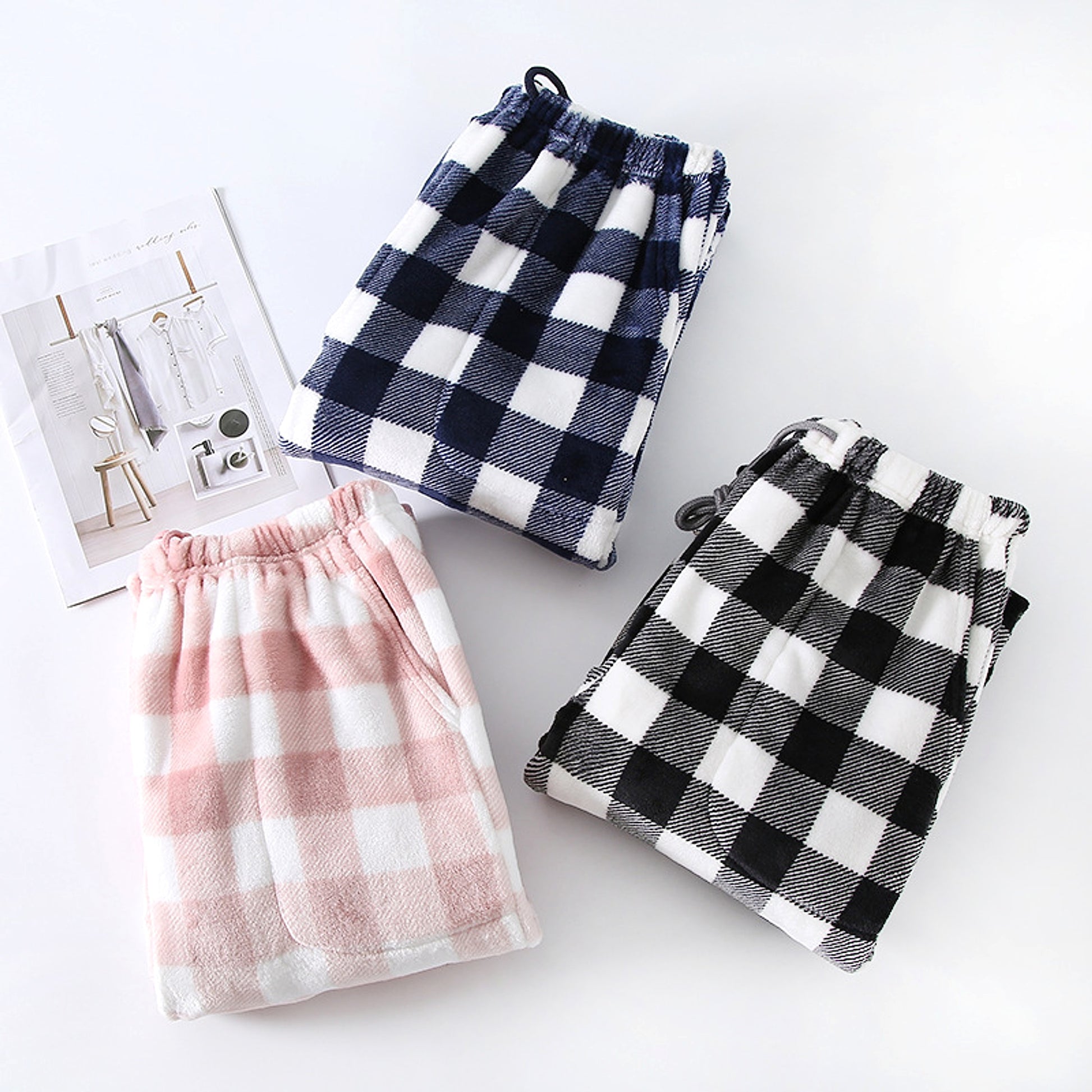 Couple Flannel Pajama Pants Plaid Women Autumn And Winter Plus Size Thickened - enhanced image 6