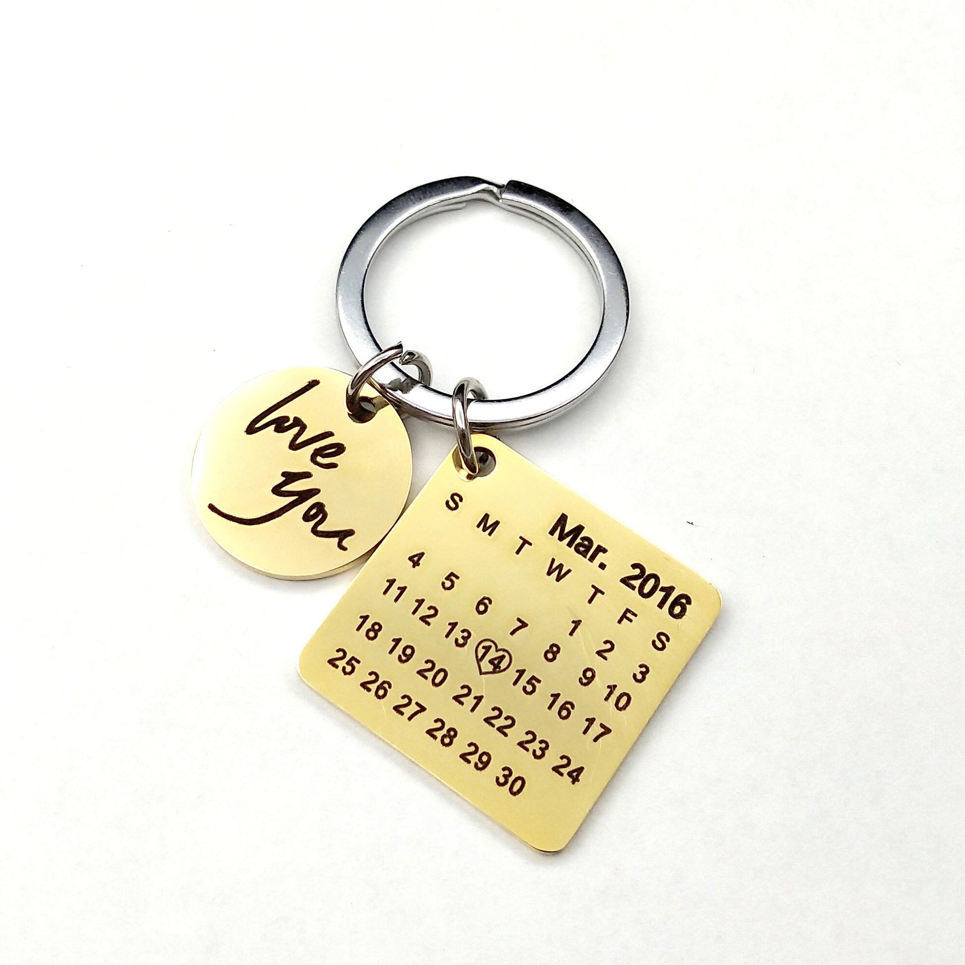 Custom DIY Personalized Calendar Keychain – Stainless Steel Engraved Date Pendant - enhanced image 6