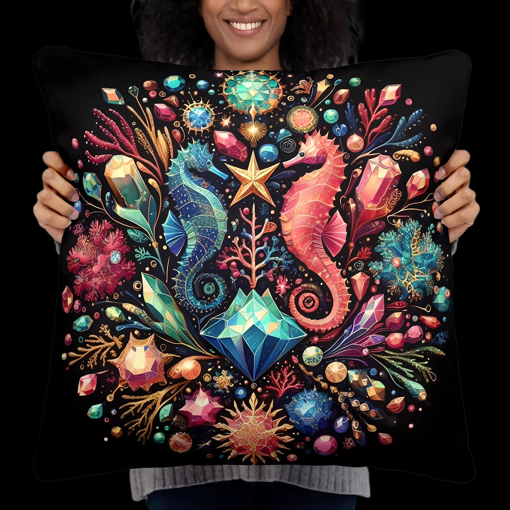 Seahorse Pillow Cushion Ocean Decor | US/EU Warehouse | Nautical Cushion 22 x 22 - enhanced image 6