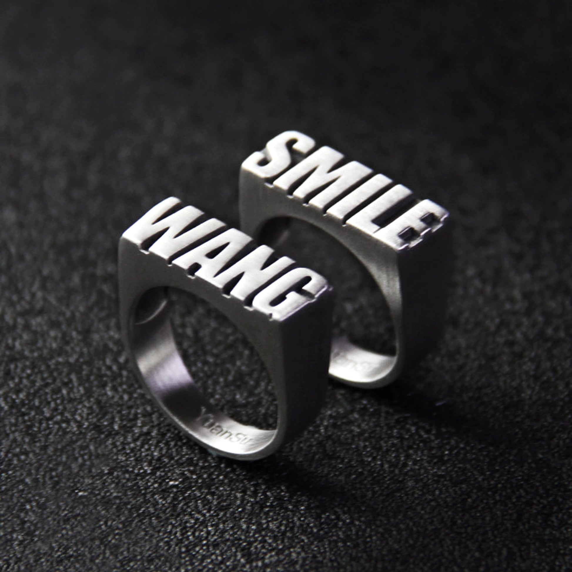 Personalized Sterling Silver Couple Rings – Custom Engraved Alphabet Rings - enhanced image 6