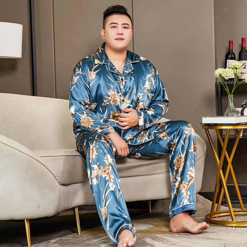 Cut Flower Fat Men's Pajamas Extra Ice Silk - enhanced image 6