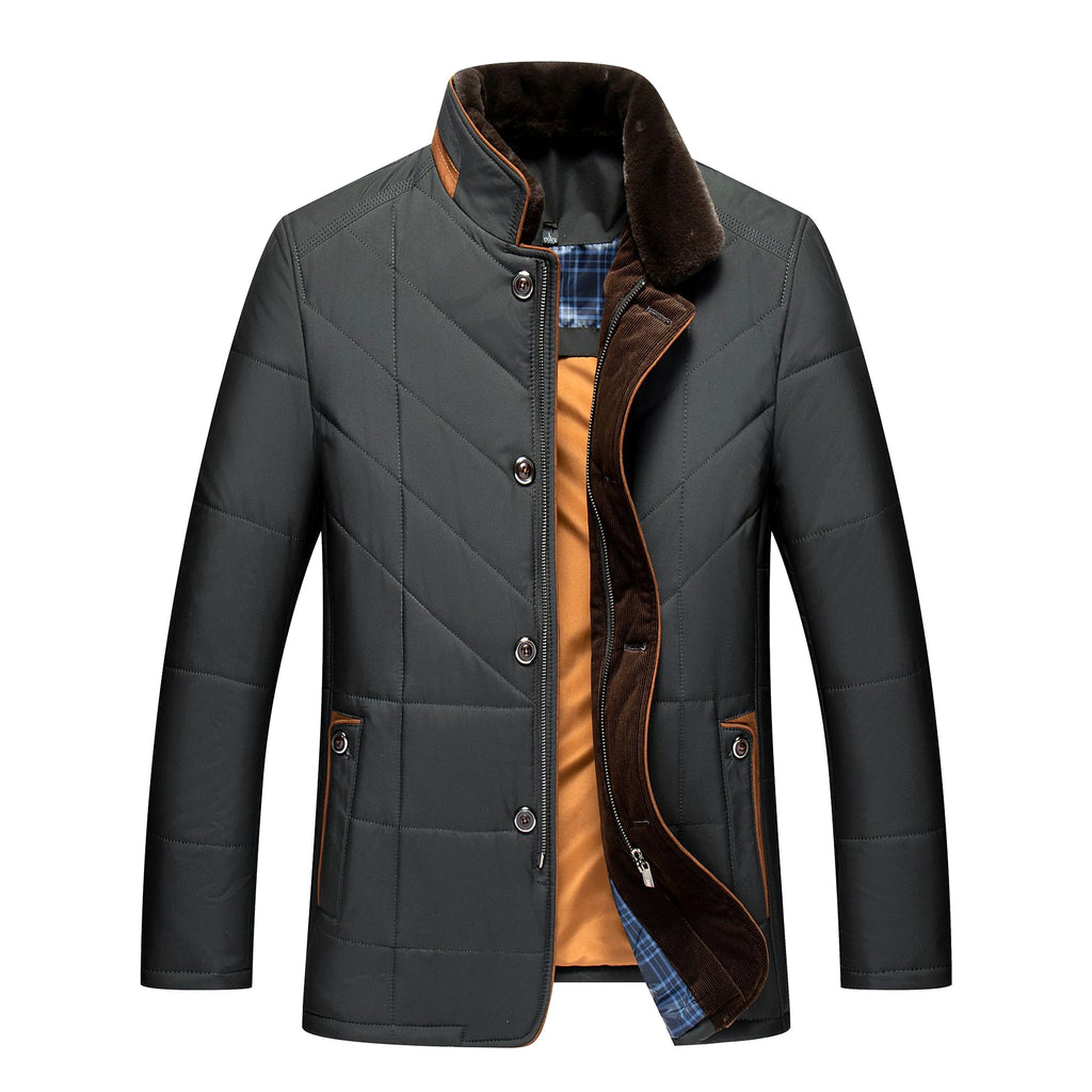 Dad's Warm Leisure Cotton-padded Coat Stand-up Collar Thick Coat Men - enhanced image 6