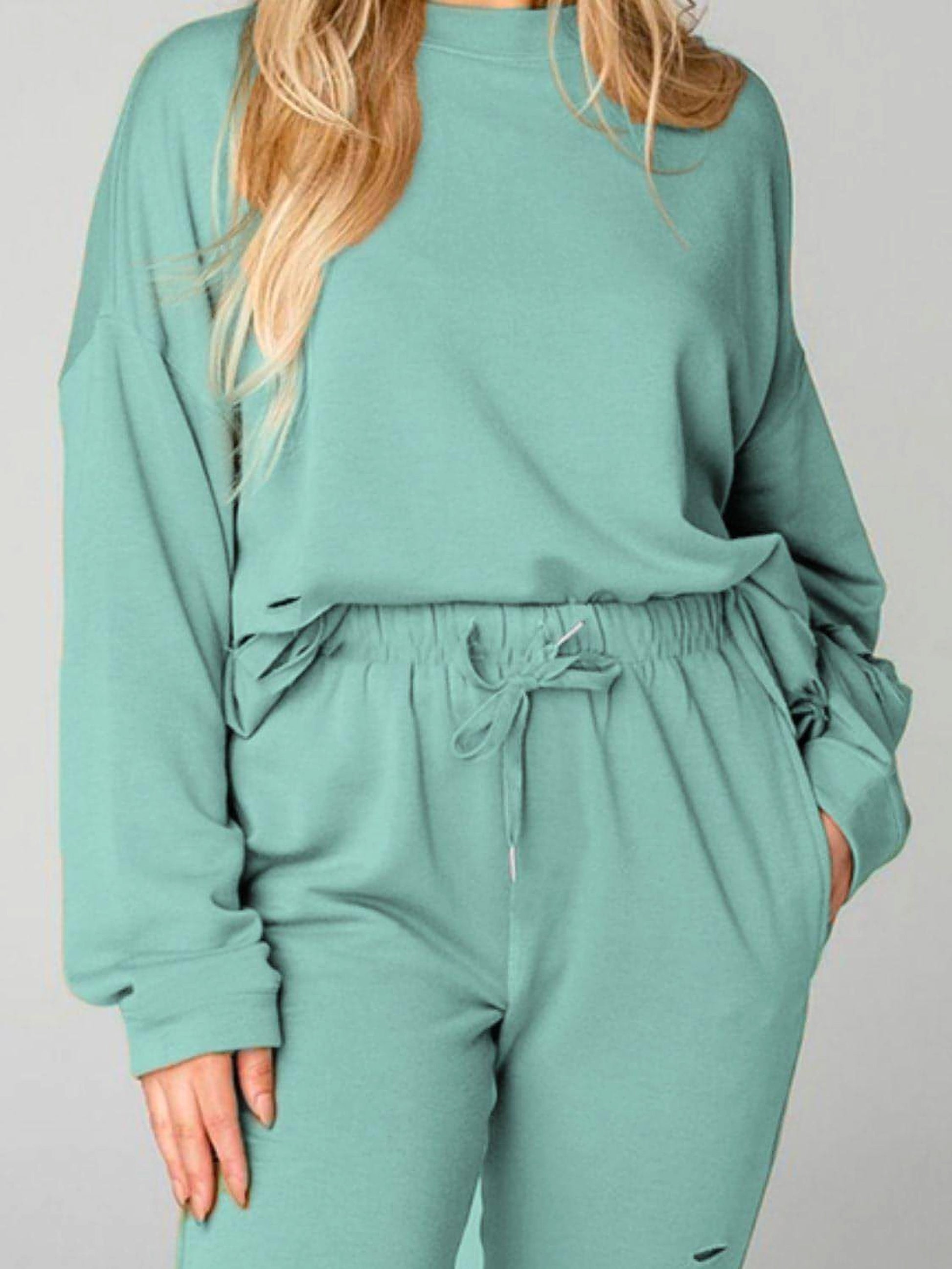 Distressed Sweatshirt and Joggers Set - enhanced image 6