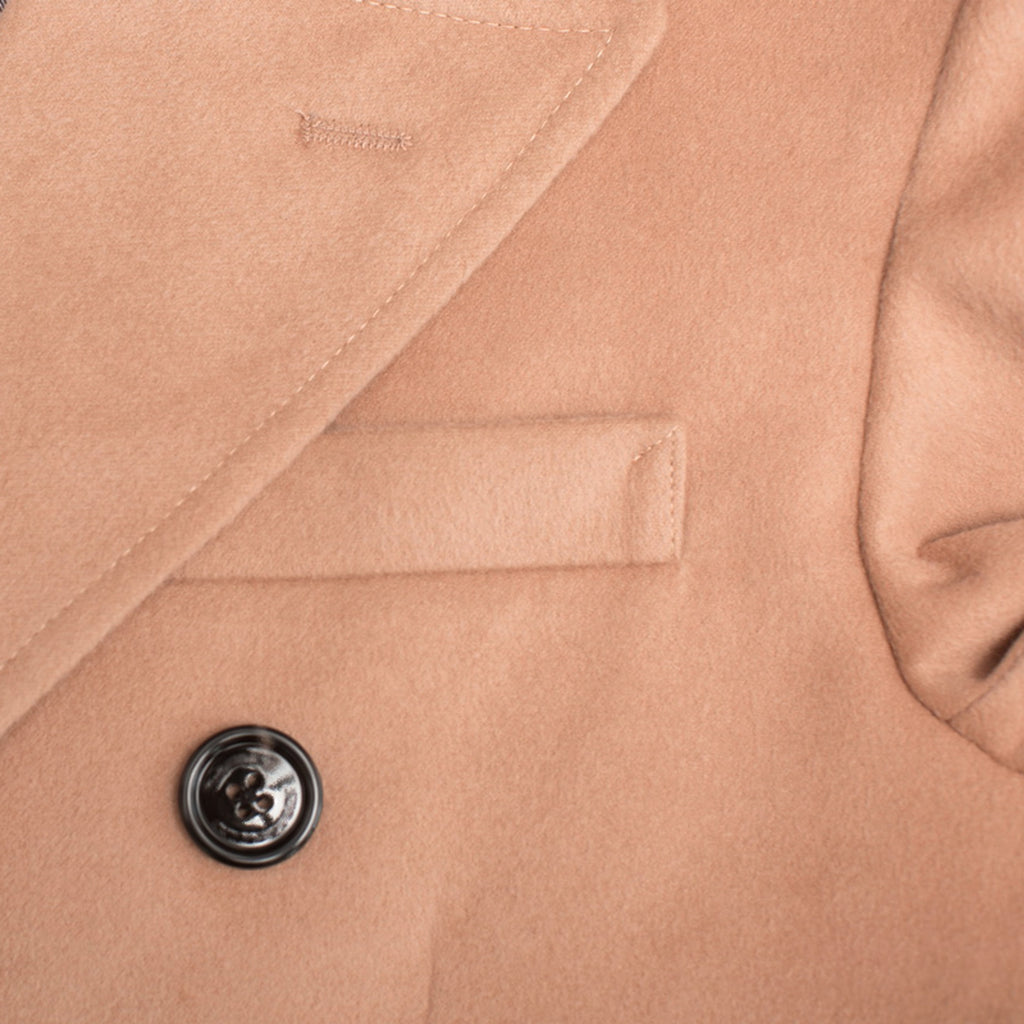 Double Breasted Long Sleeve Long Cashmere Trench Coat Large Size - enhanced image 6