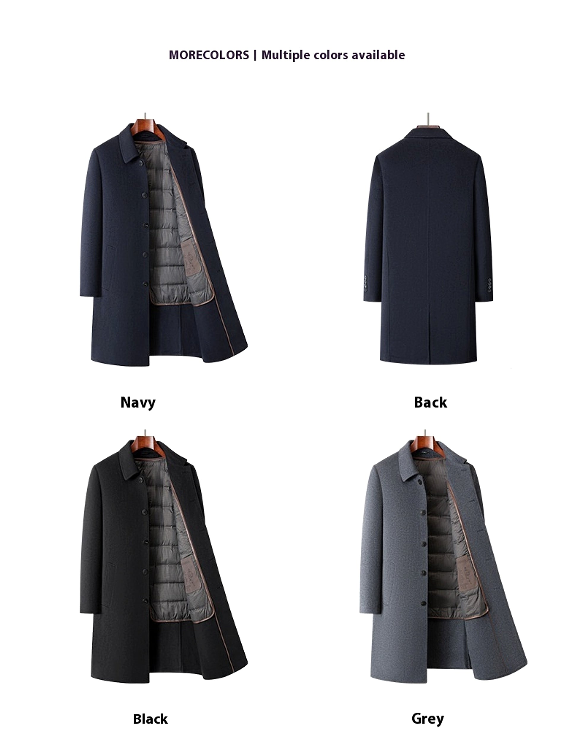 Double-sided Wool Overcoat Men's Winter Down Feather Liner High-end Long Business - enhanced image 6