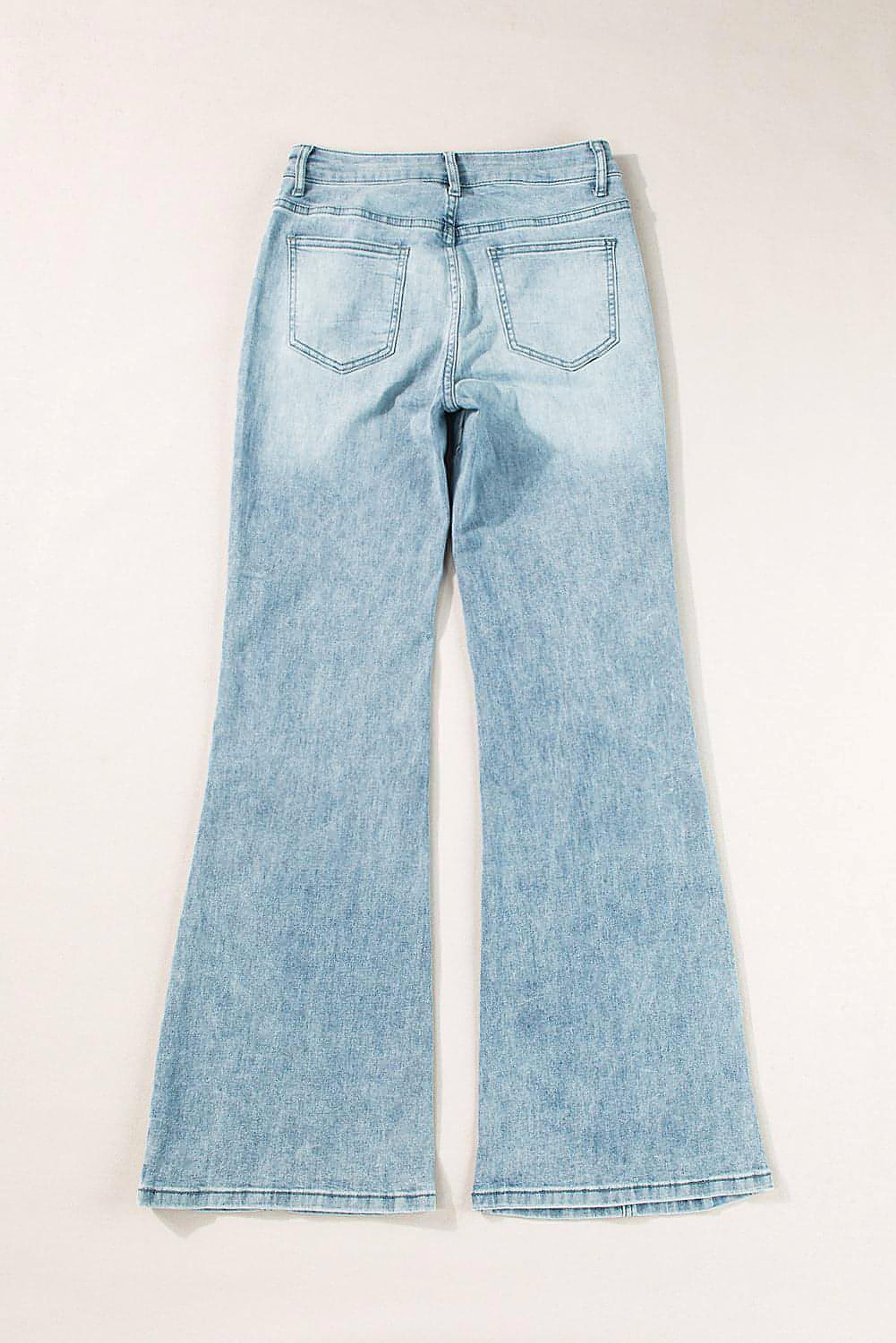 Dusk Blue Acid Wash Extra Wide Leg High Waist Long Jeans. - enhanced image 6