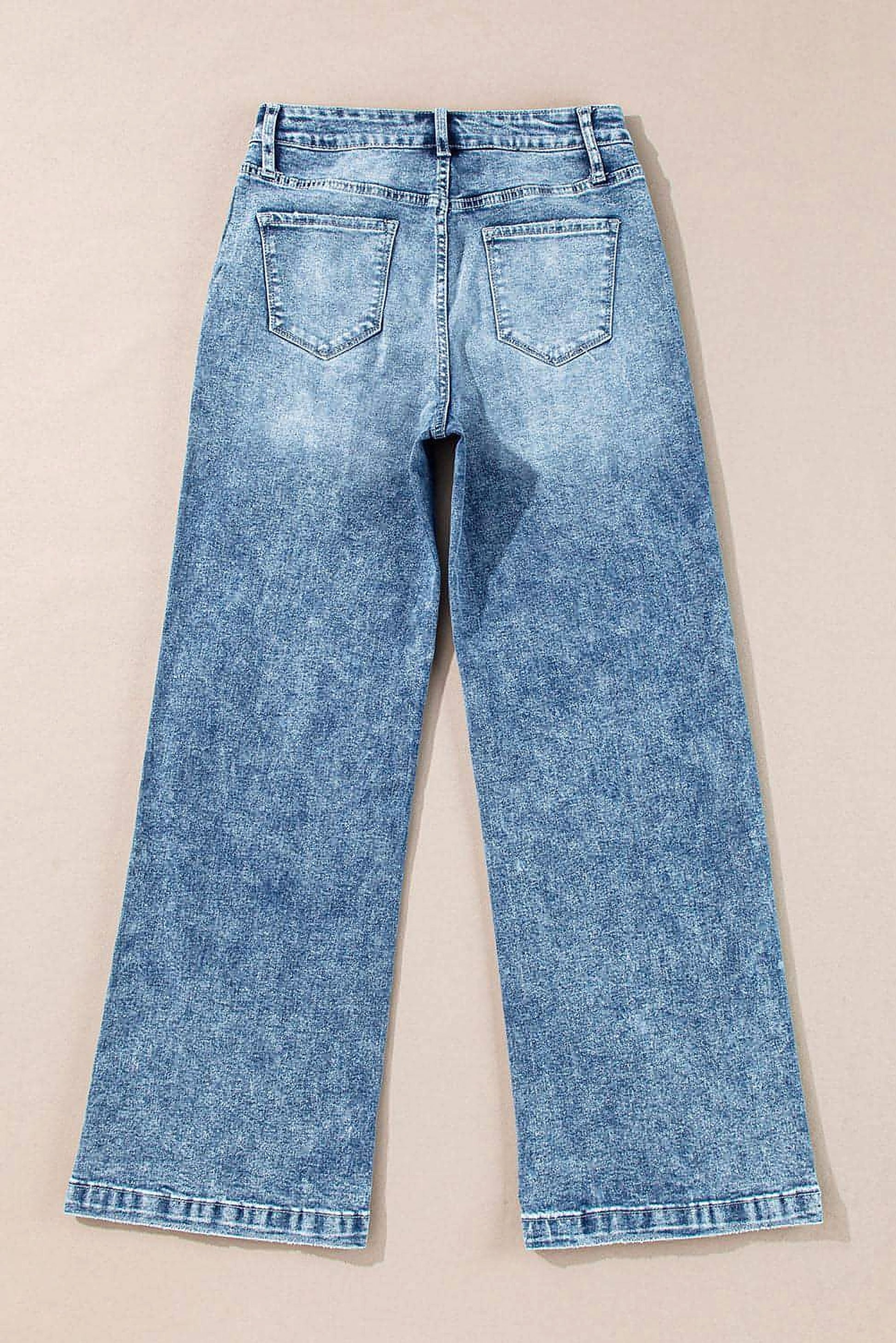 Dusk Blue Central Seamed Wide Leg High Waist Jeans - enhanced image 6