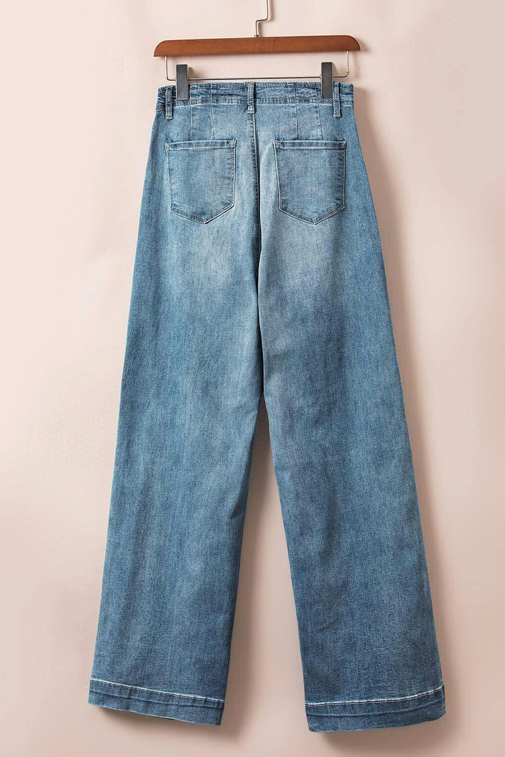 Dusk Blue Multi Buttons Medium Wash Straight Loose Leg Jeans - enhanced image 6