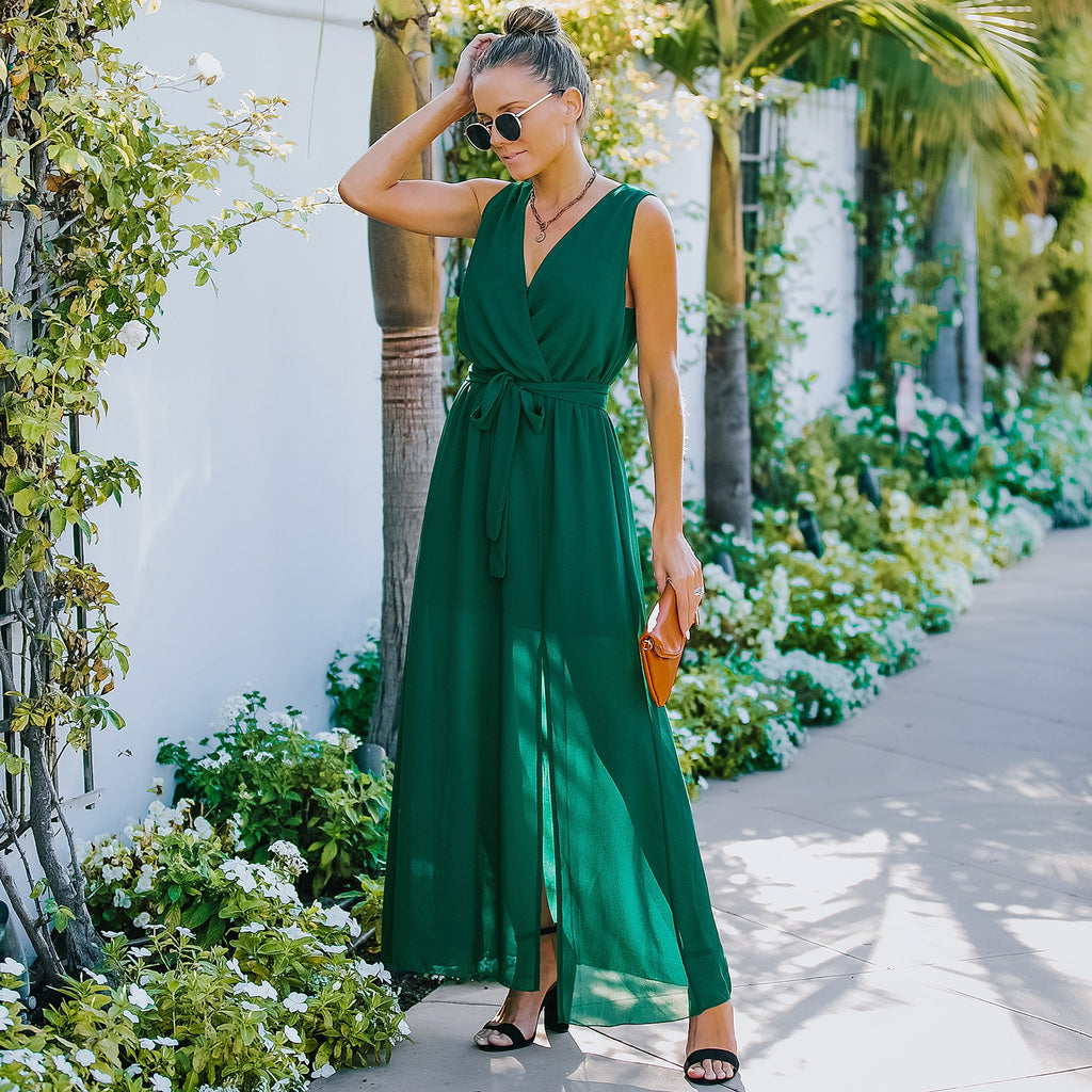 European And American V Neck Dress Women's Long Skirt - enhanced image 6