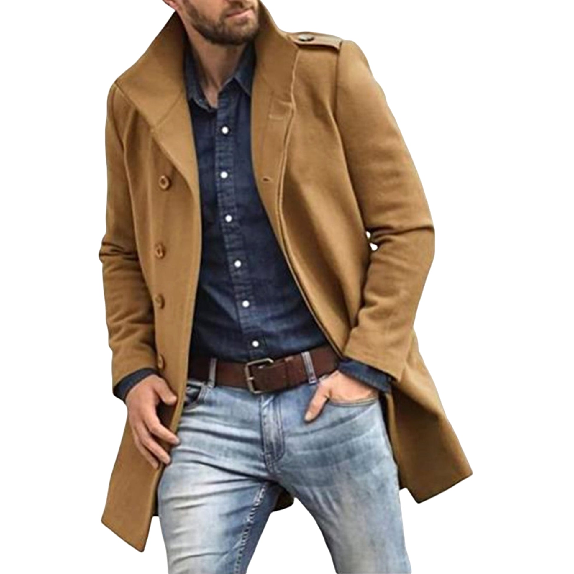 European Style Woolen Men's Coat Autumn And Winter New Thickened Trench Coat - enhanced image 6