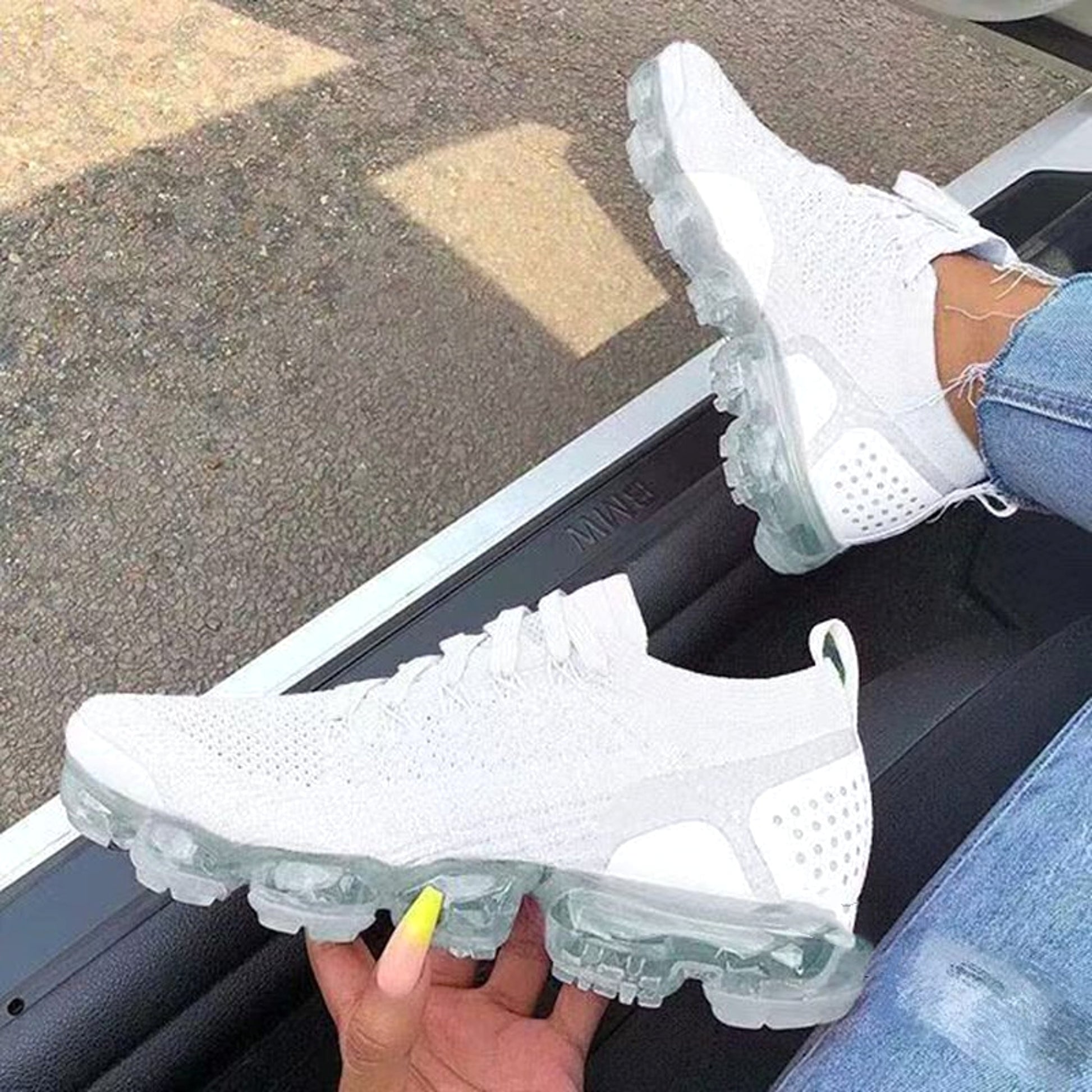 Explosive Style Flying Woven Air Cushion Sneakers Women - enhanced image 6