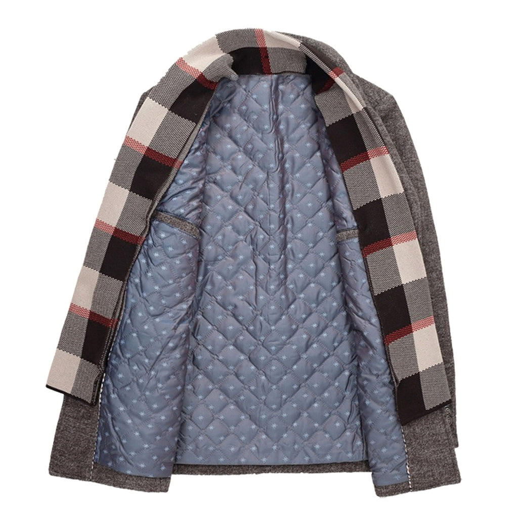 Fall Winter Men's Woolen Trench Coat Fashion Polo Collar Cotton Scarf - enhanced image 6