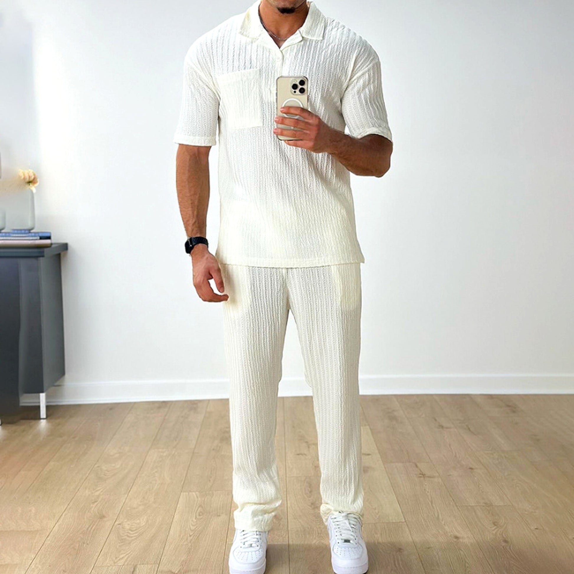 Fashion Casual Polo Short Sleeve Shirt Trousers Two-piece Set Men's Suit - enhanced image 6