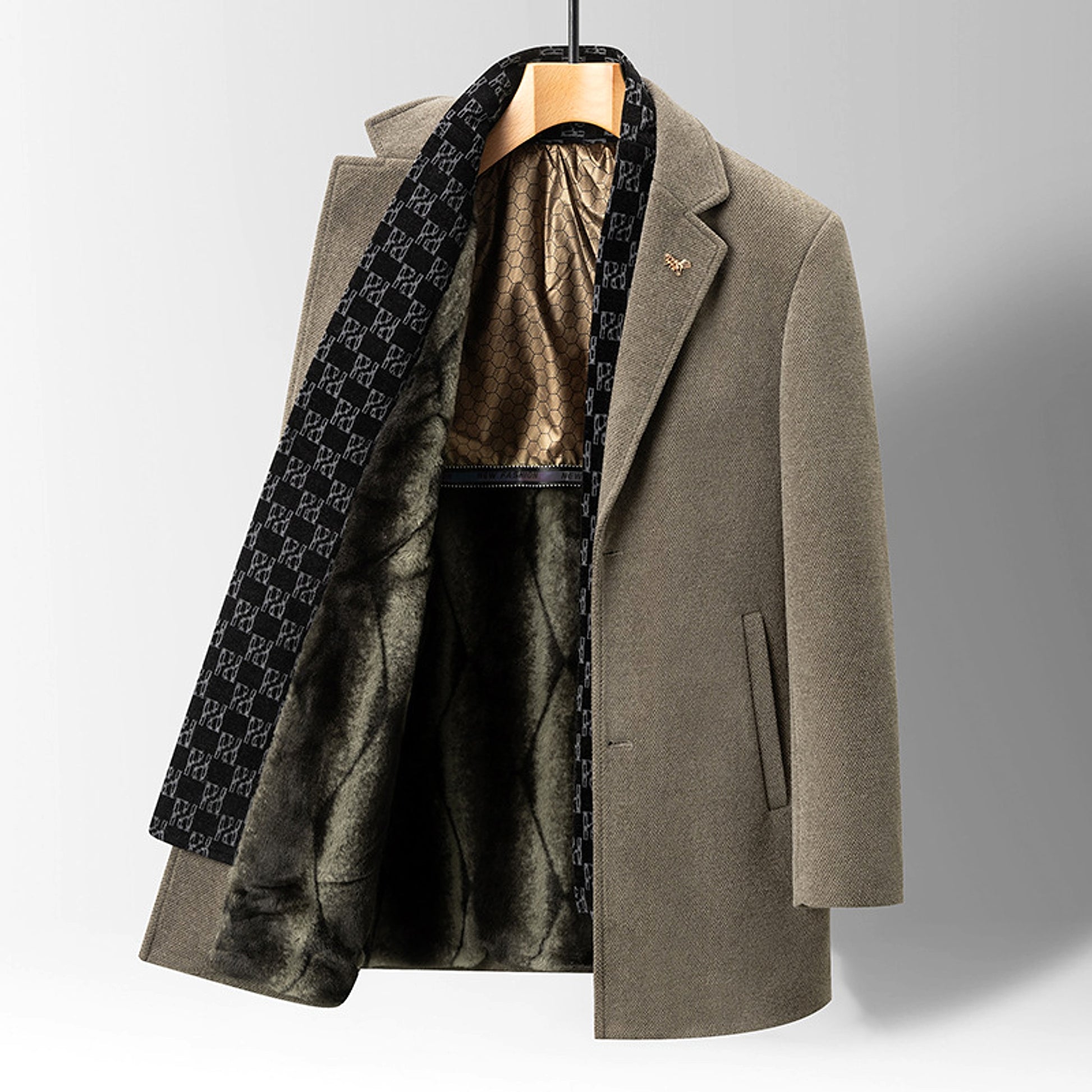 Fashion Men's Woolen Gold Mink Velvet Coat - enhanced image 6