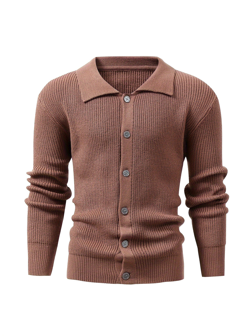 Fashion Solid Color Simple Men's Knitwear Cardigan Sweater Coat - enhanced image 6