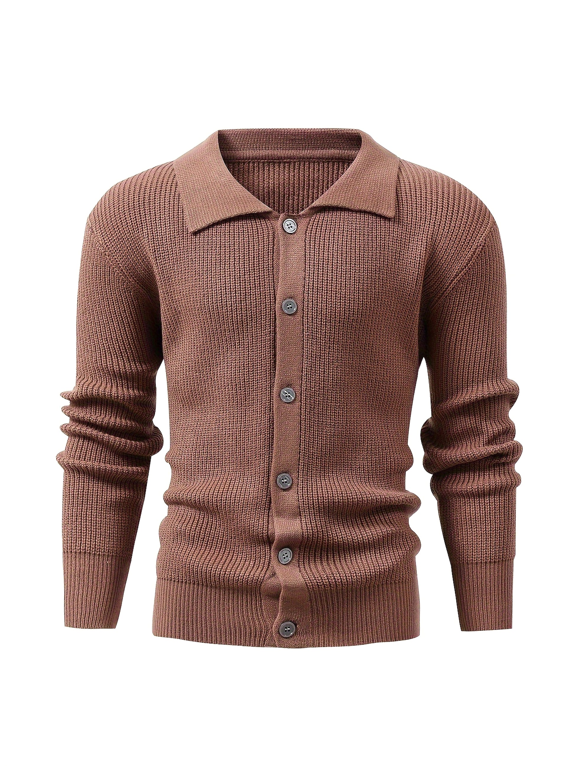 Fashion Solid Color Simple Men's Knitwear Cardigan Sweater Coat - enhanced image 6