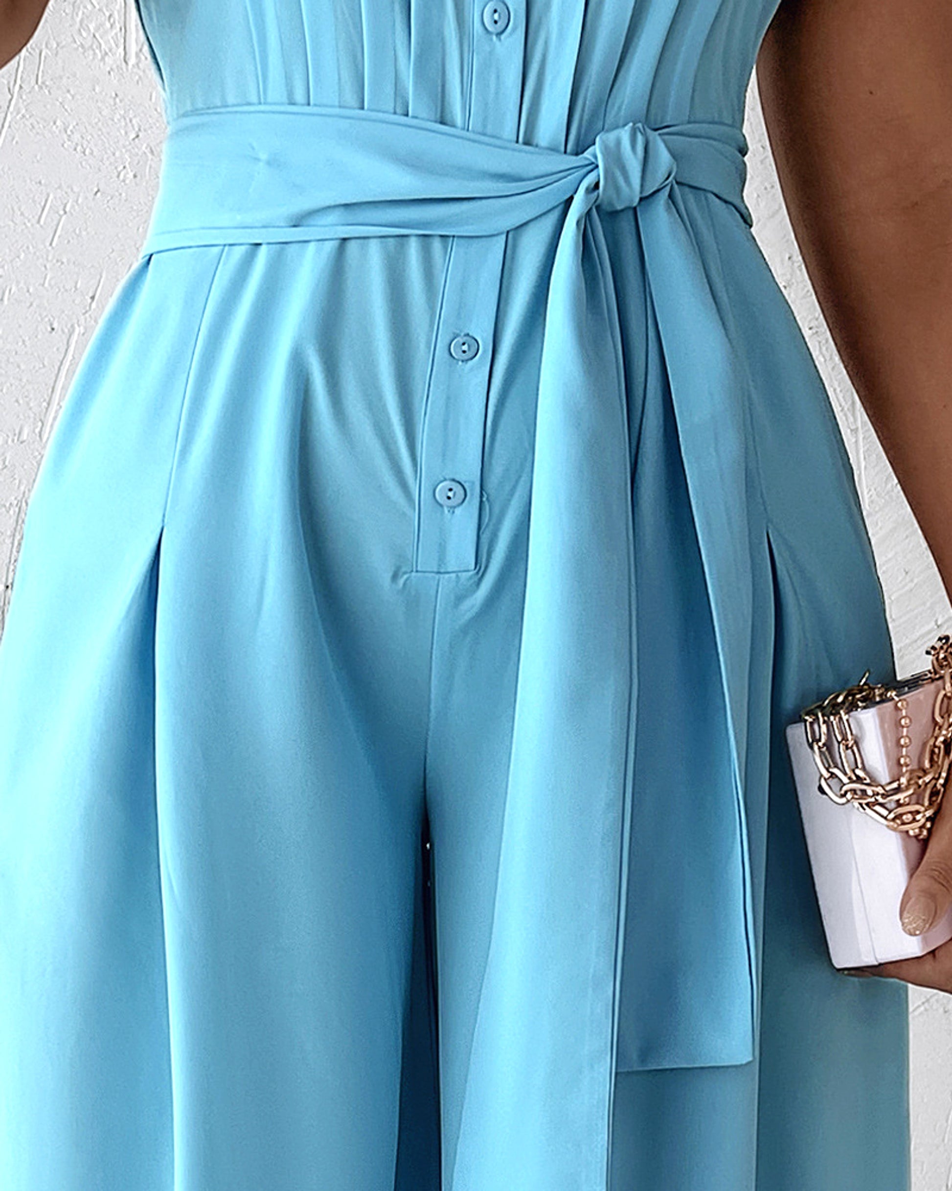 A.1 Fashion Women's Wear Blue Loose-fitting Jumpsuit - enhanced image 6