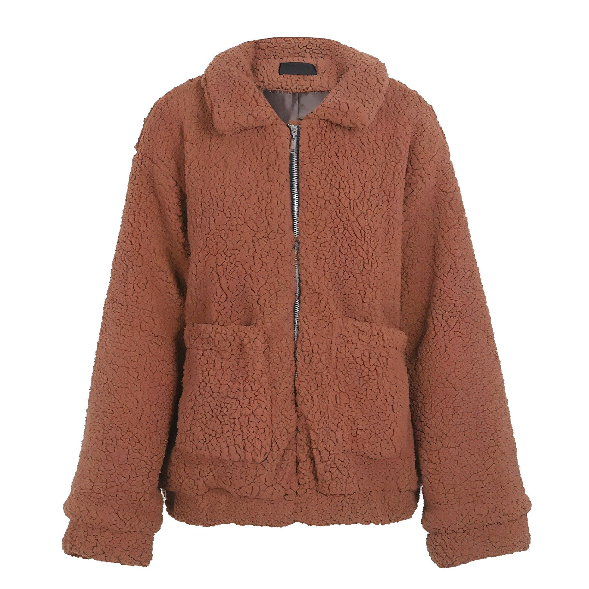 Faux lambswool oversized jacket coat Winter black warm hairly jacket Women autumn outerwear - enhanced image 6