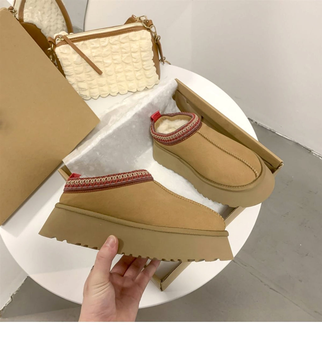 Fleece-lined Warm Slugged Bottom Half Slippers Casual Cotton-padded Shoes - enhanced image 6