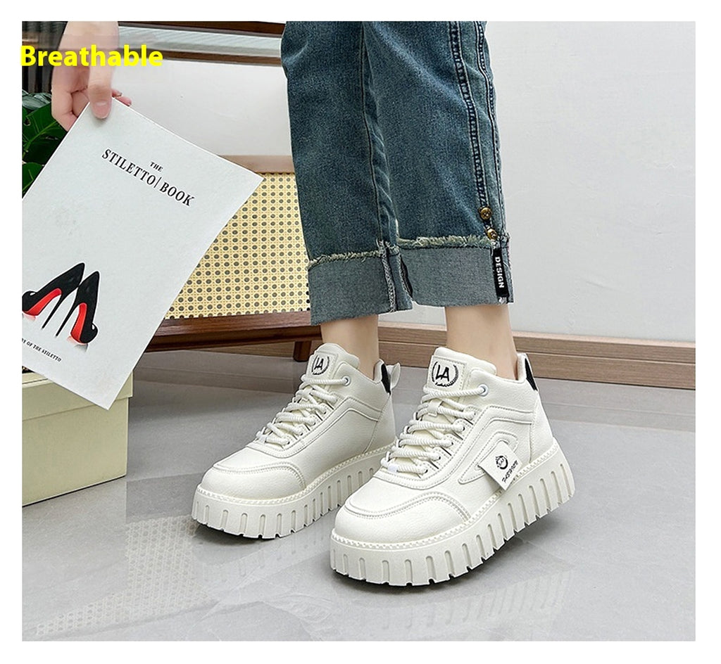 Fleece-lined Warm White Shoes For Women High-top Board Shoe - enhanced image 6