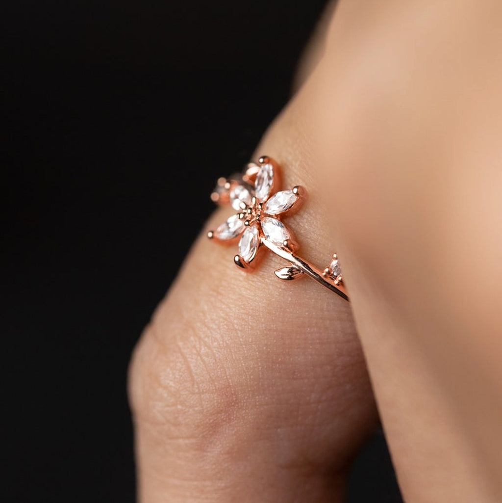 LuxeJewels™ – Art Deco Floral Diamond Ring in Gold & Platinum - enhanced image 6
