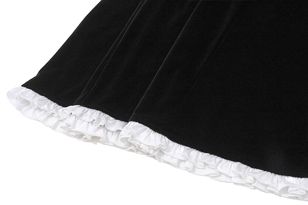 Flounce Trim Lace Up Backless Suede Slim-fit Halter Dress Women - enhanced image 6