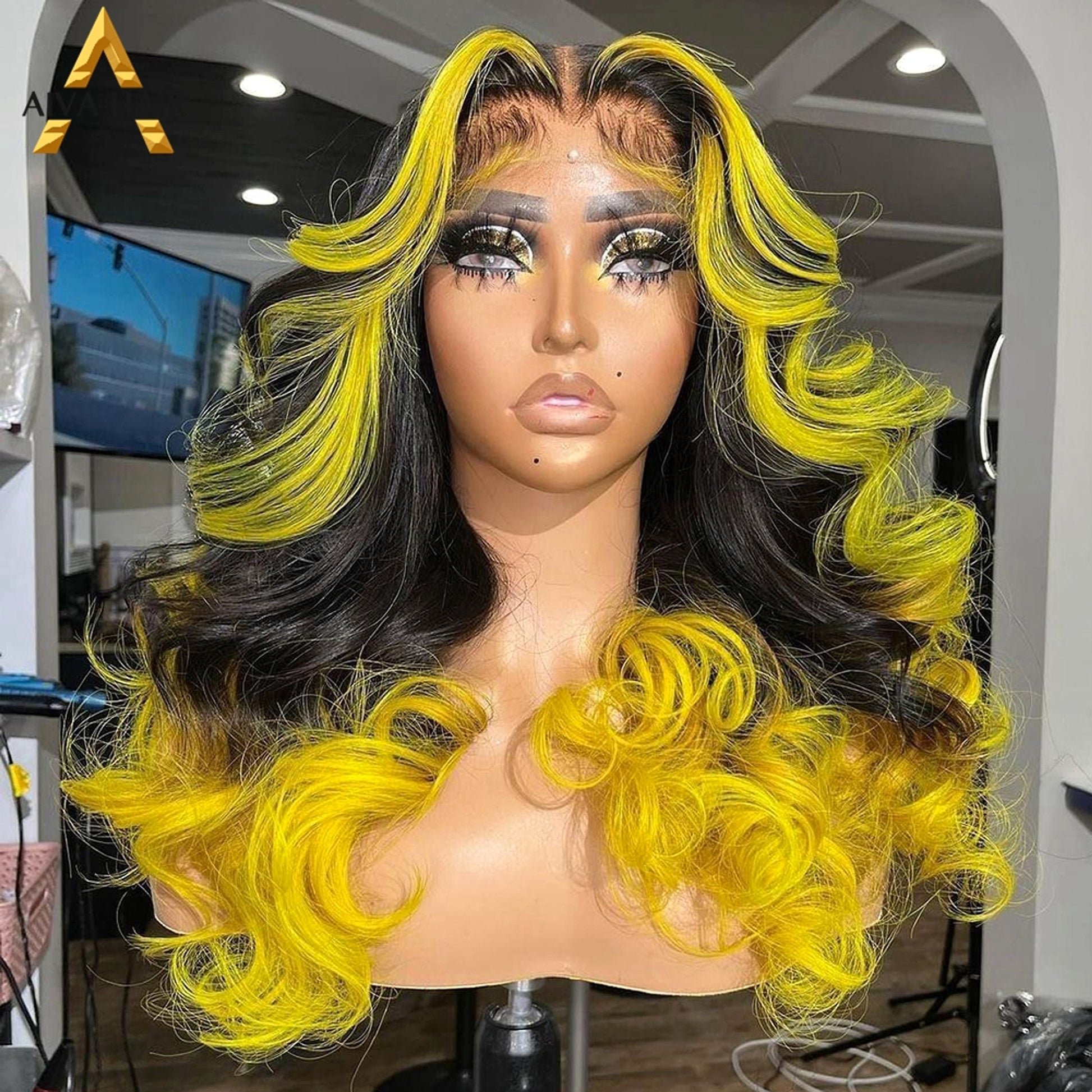 Gradient Orange Yellow Blue And Green Real Hair Headgear - enhanced image 6
