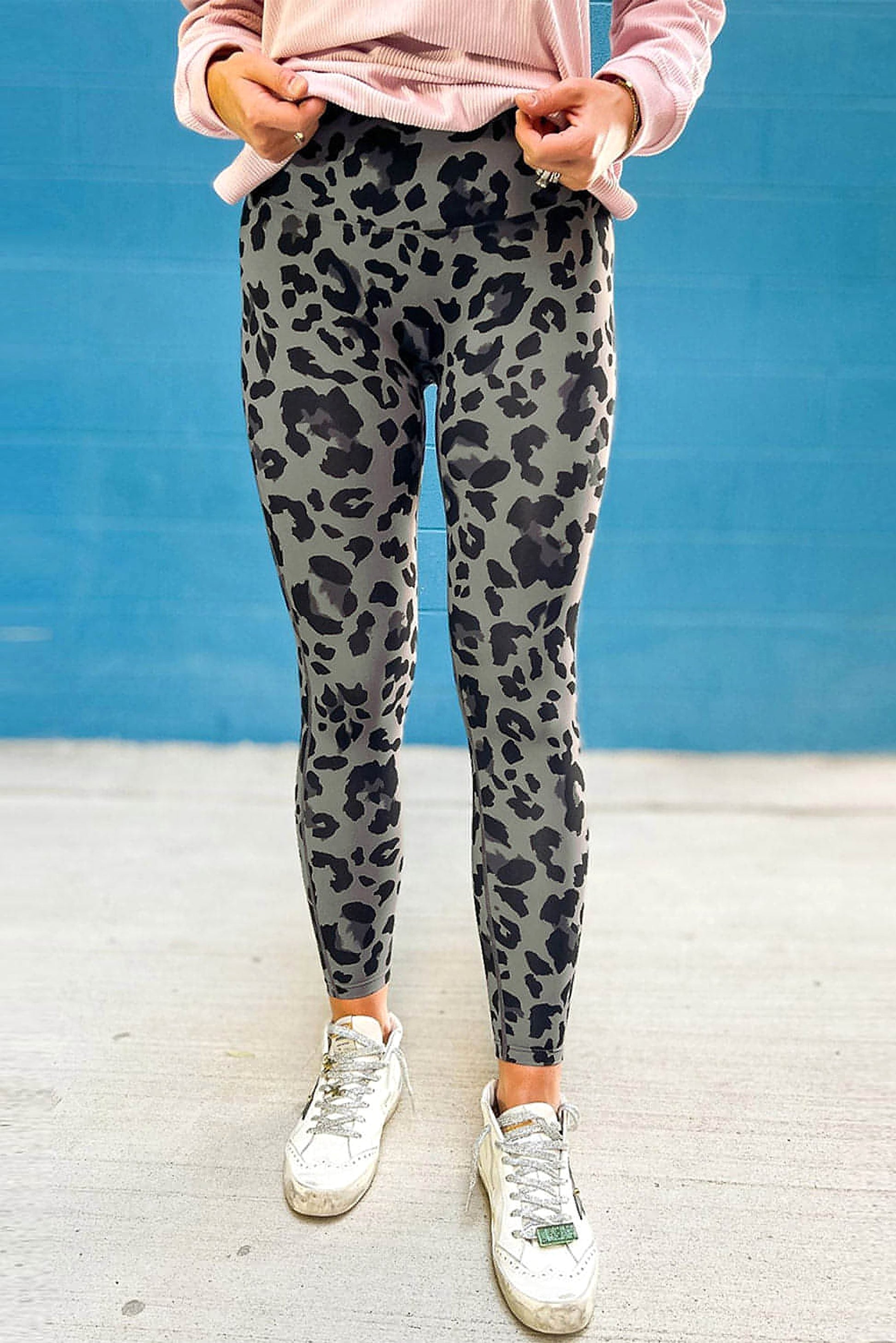Gray Classic Leopard Print Active Leggings - enhanced image 6