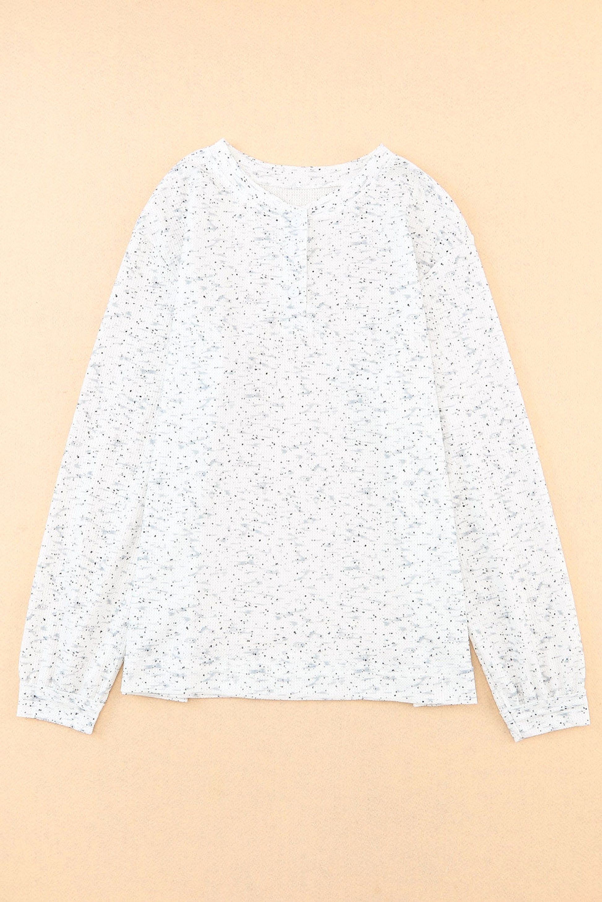 Gray Slouchy Heather Rib Knit Long Sleeve Henley Top - enhanced image 6
