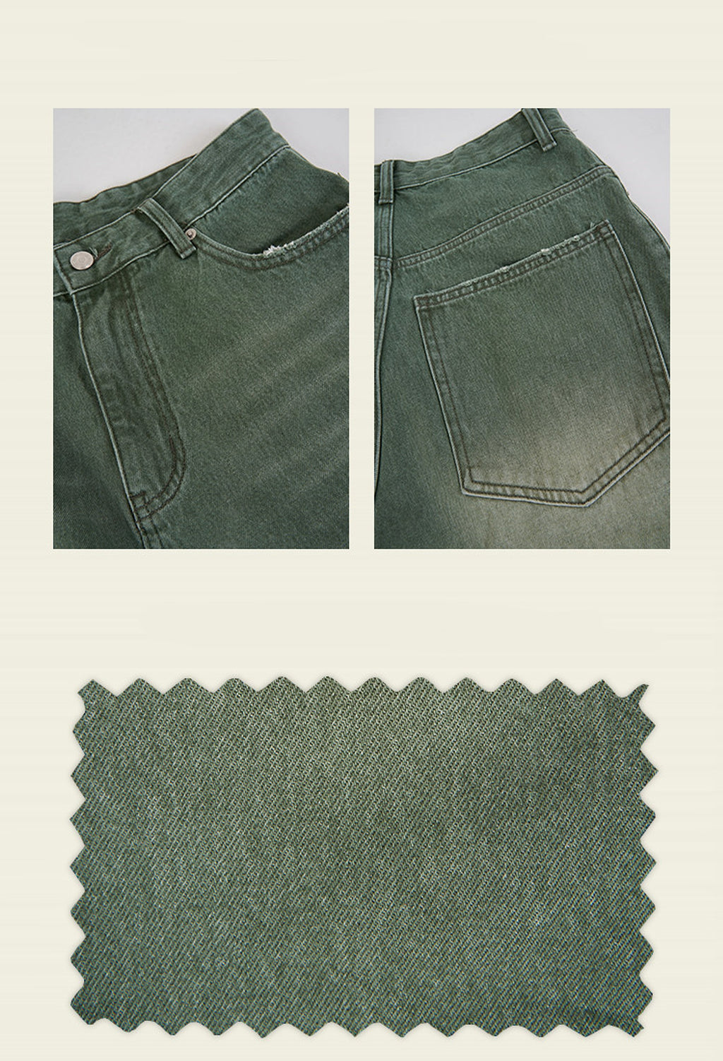 Green men 's retro vintage jeans - enhanced image 6