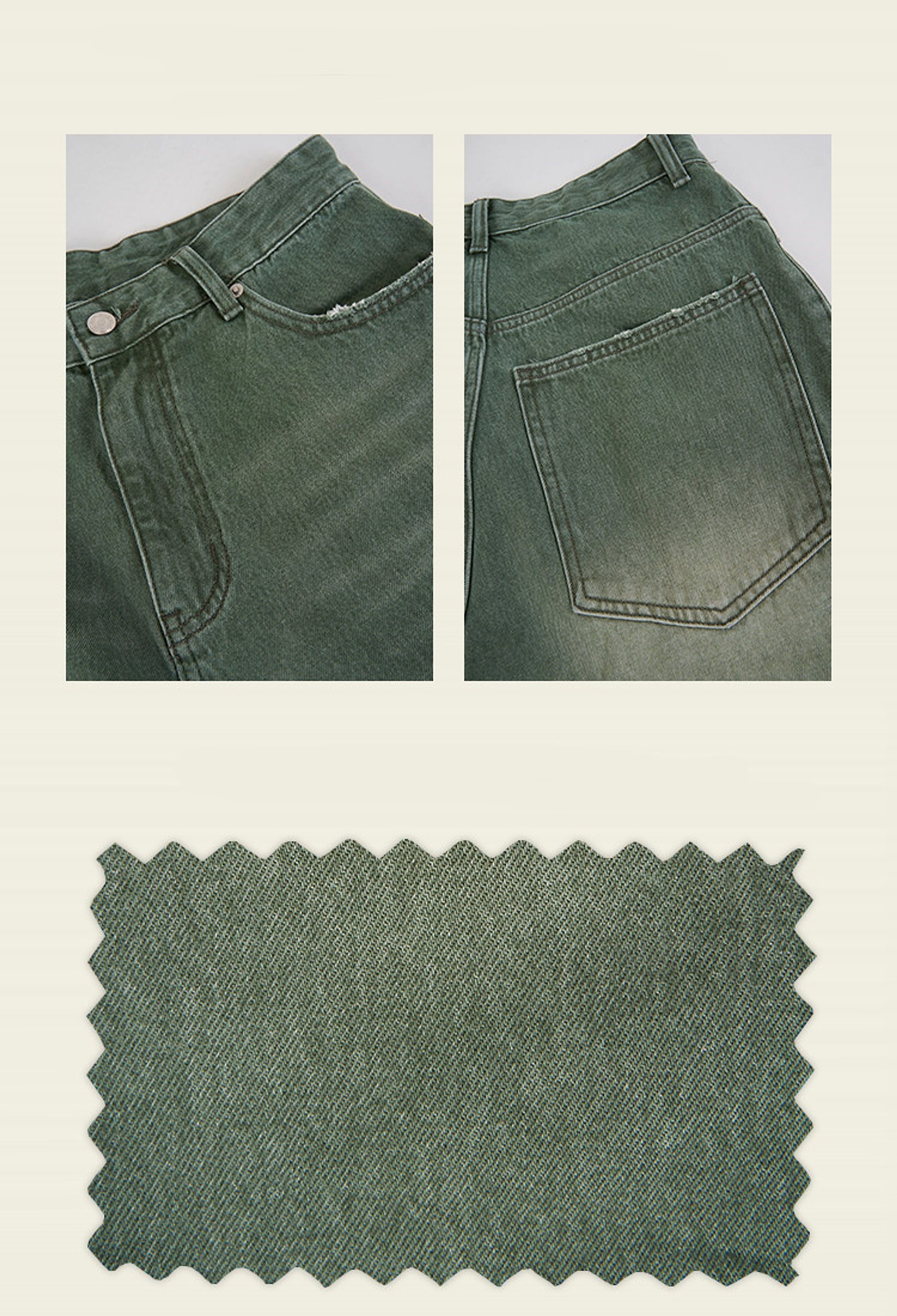 Green men 's retro vintage jeans - enhanced image 6