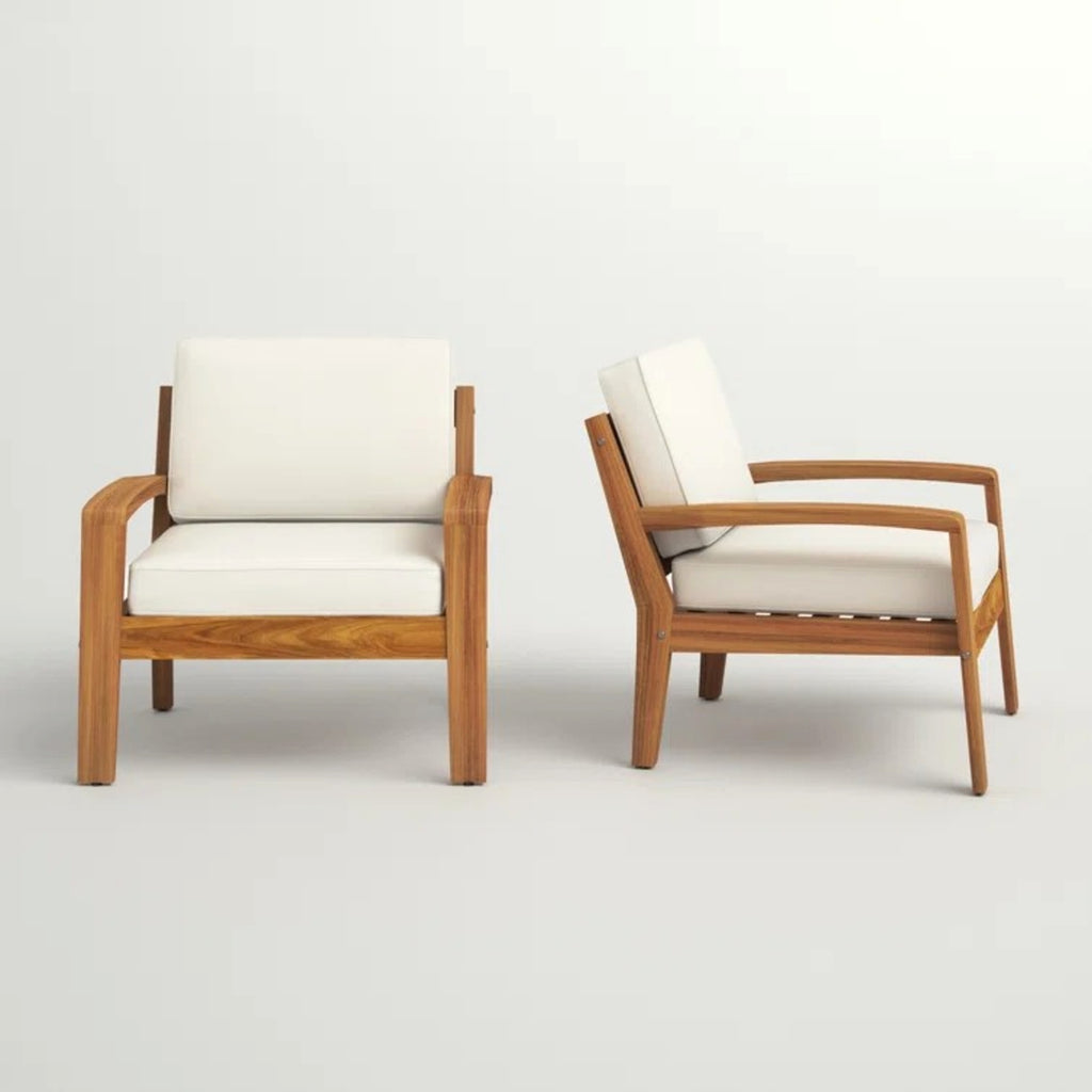 LuneluX_Home - Garden Club Chair Set (2 pcs, Acacia Wood & Beige Cushions) - enhanced image 6