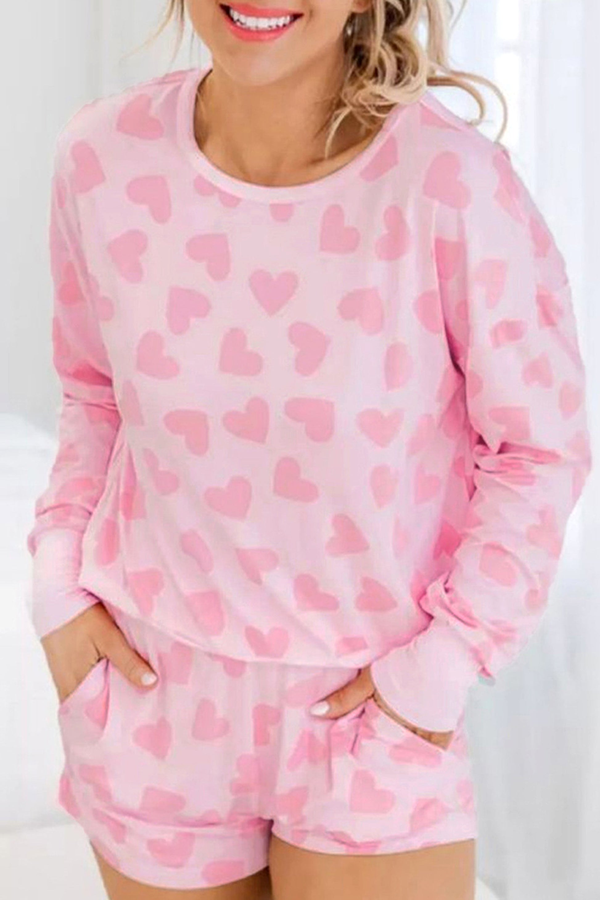 Heart Shape Printed Home Two-piece Women's Clothing Pajama - enhanced image 6