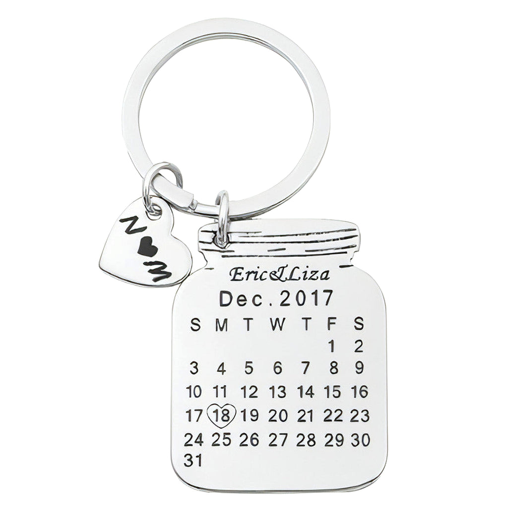 Personalized Heart-Shaped Calendar Keychain – Custom Engraved Date & Name - enhanced image 6