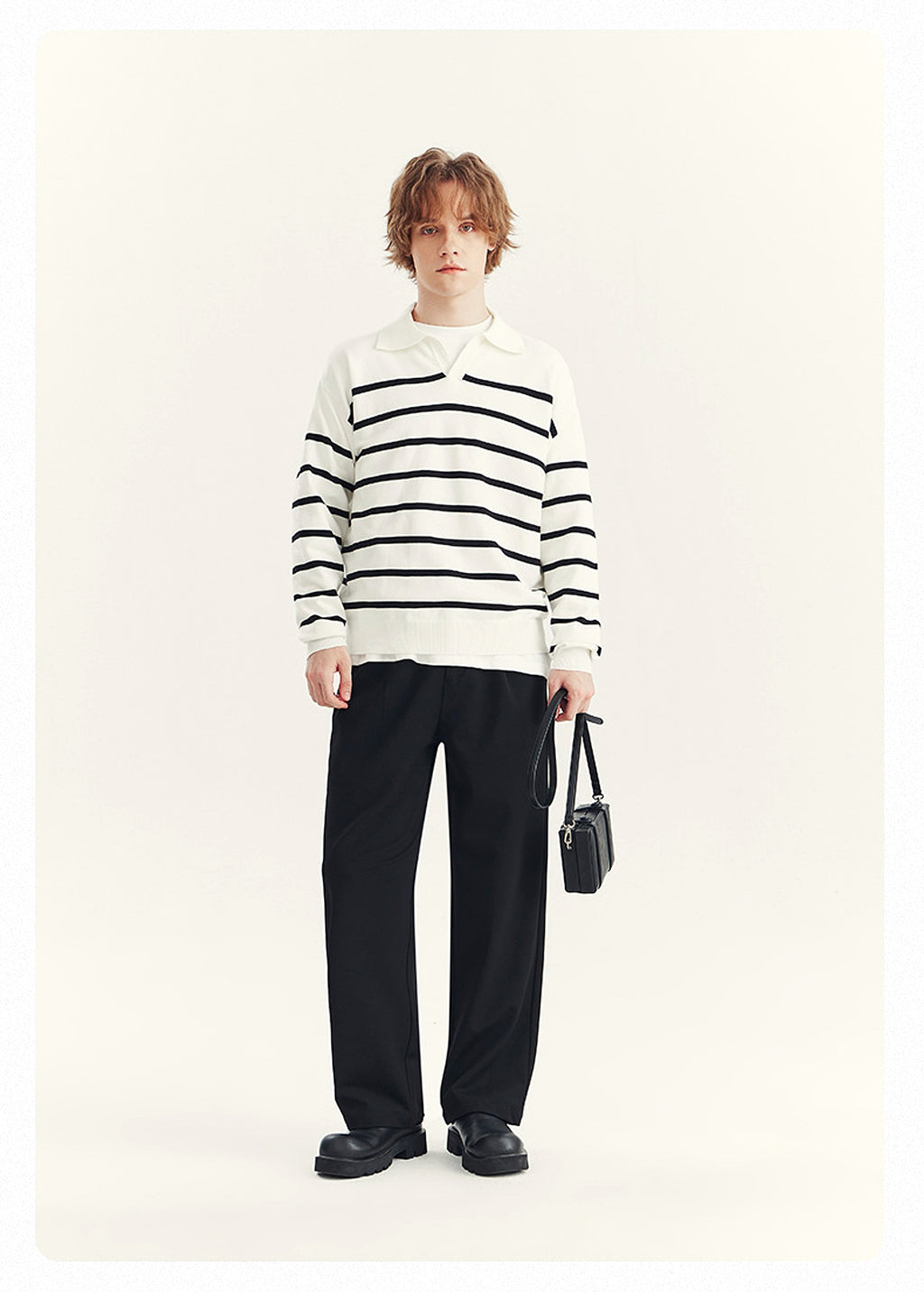 High-grade Loose Contrast Color Striped Sweater Long Sleeve Inner Wear Sweater For Men - enhanced image 6