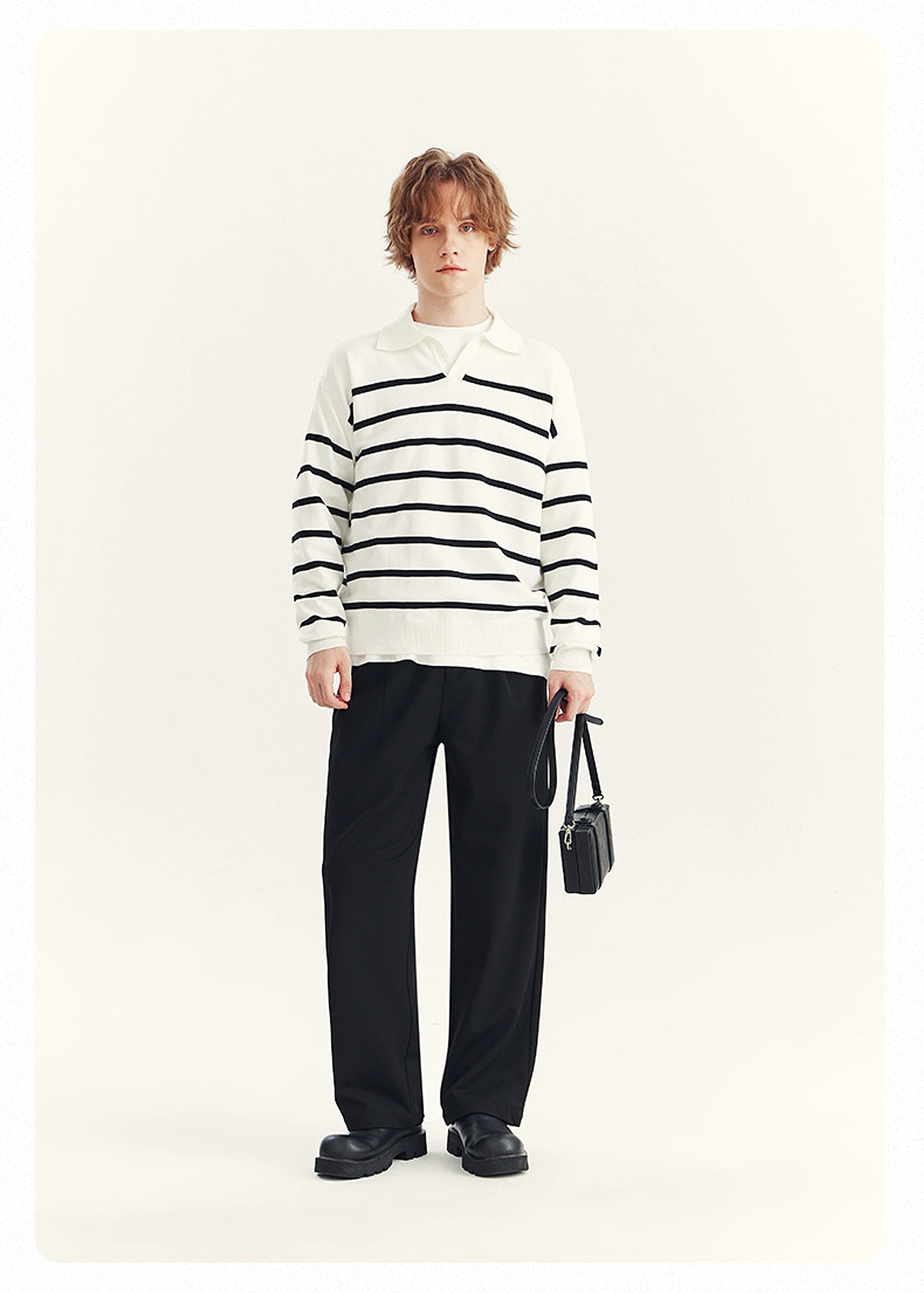 High-grade Loose Contrast Color Striped Sweater Long Sleeve Inner Wear Sweater For Men - enhanced image 6