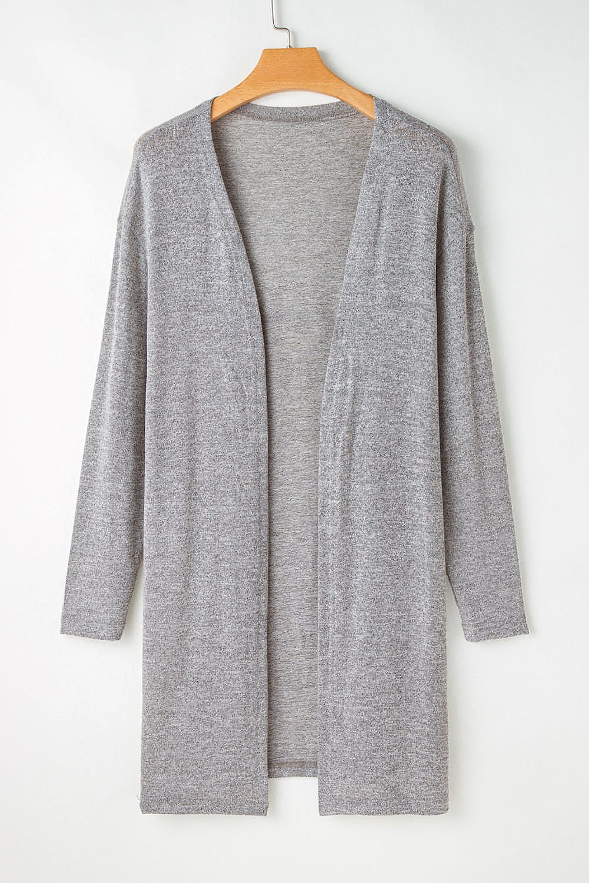 High Rise Solid Color Open Front Lightweight Cardigan - enhanced image 6
