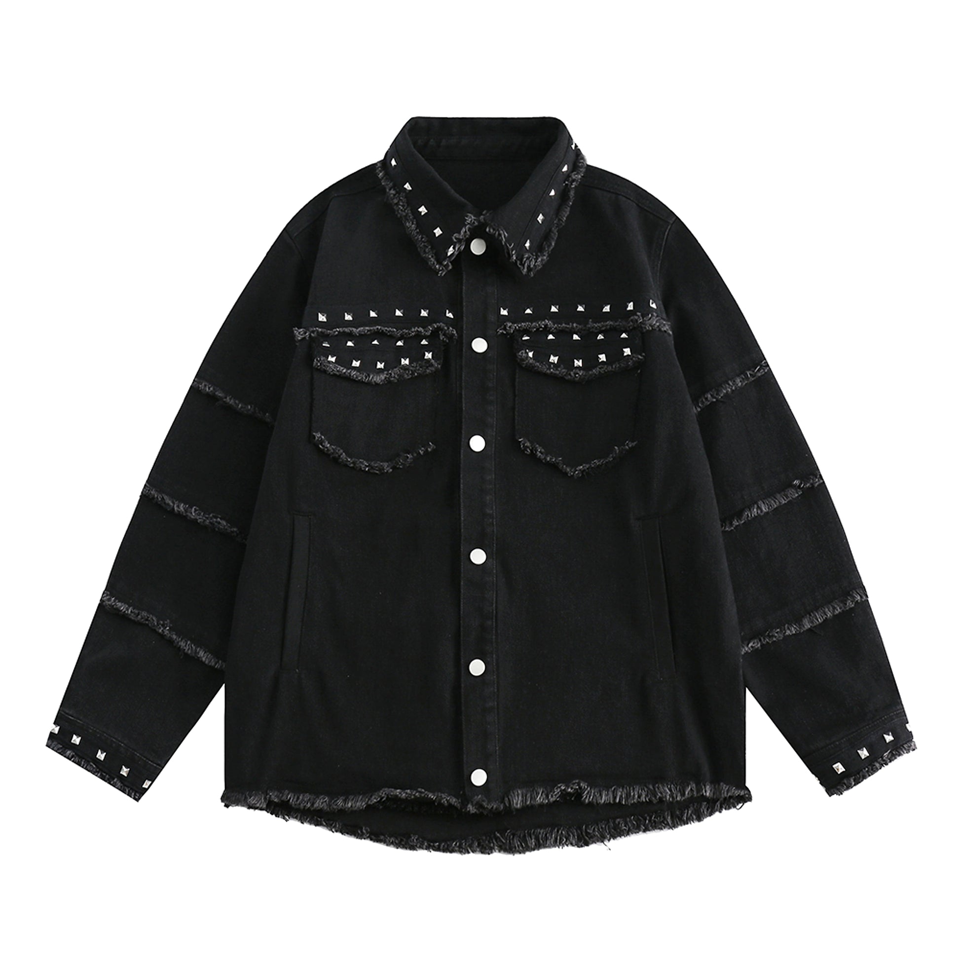 High Street Fashion Brand Hip Hop Rock Rivet Decorative Denim Jacket - enhanced image 6