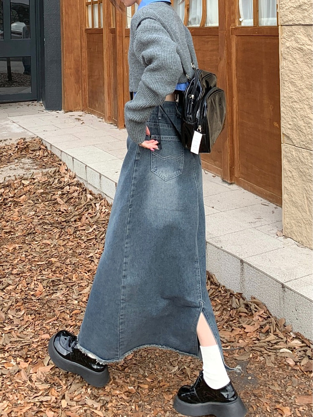 High-waisted Skinny Denim Skirt Girl - enhanced image 6