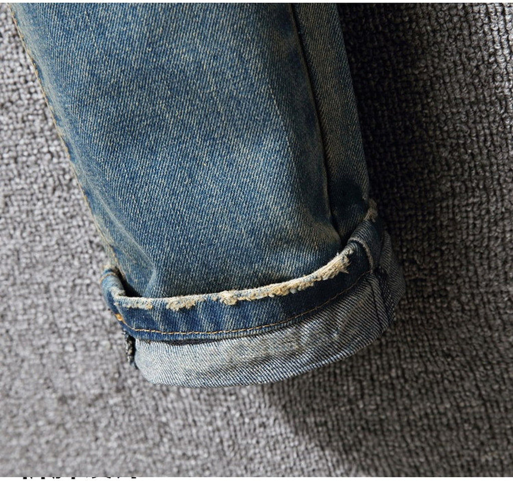 Hong Kong Style Ripped Jeans American Casual Loose Men - enhanced image 6