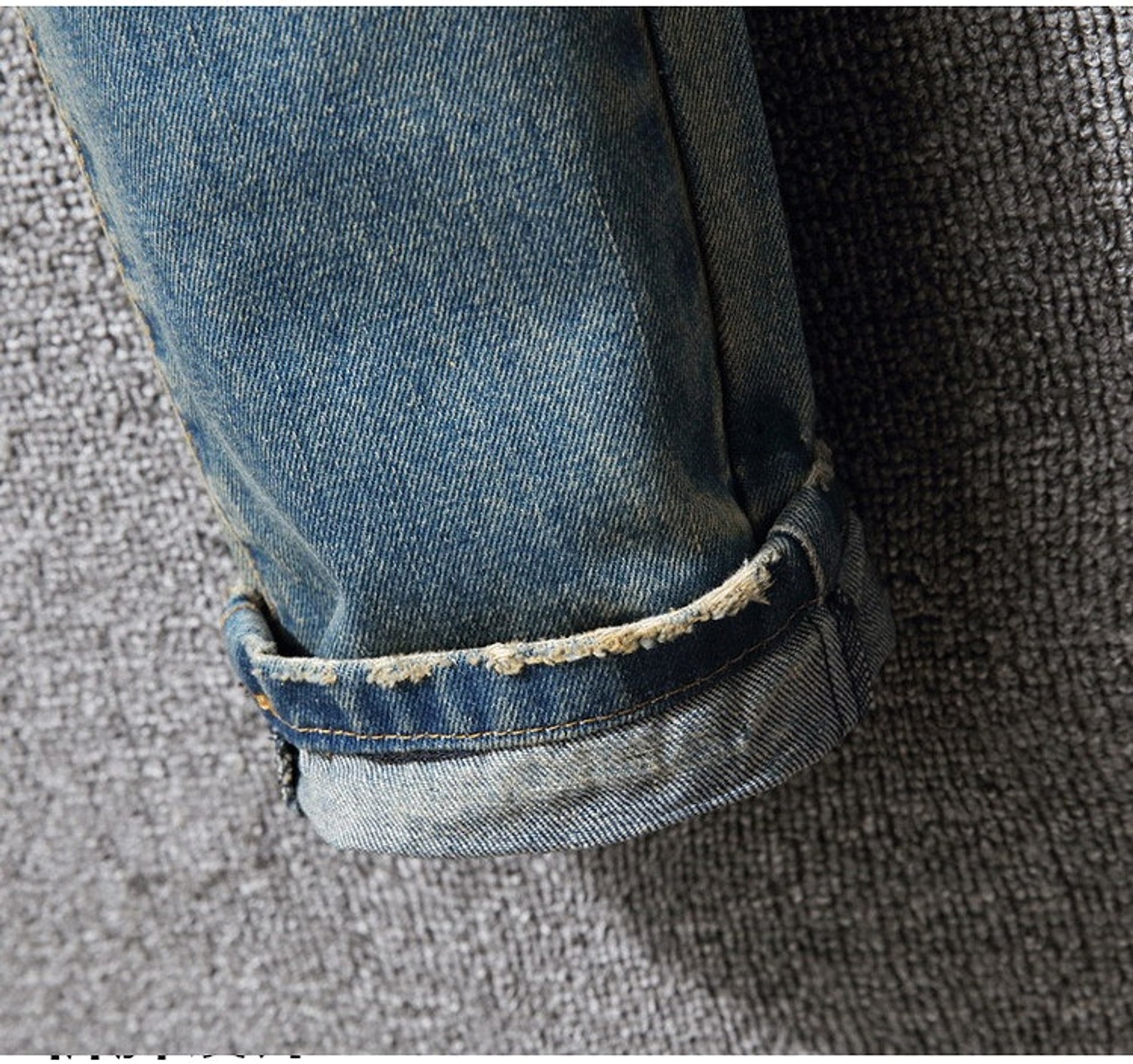 Hong Kong Style Ripped Jeans American Casual Loose Men - enhanced image 6